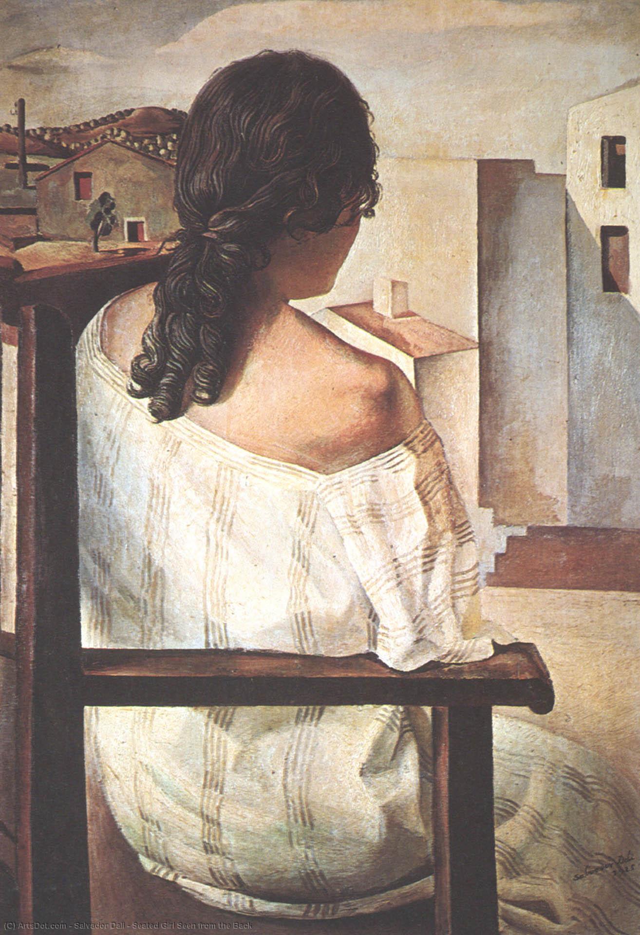 Wikioo.org – L'Encyclopédie des Beaux Arts - Peinture, Oeuvre de Salvador Dali - assis fille vu  issus  au  Verso