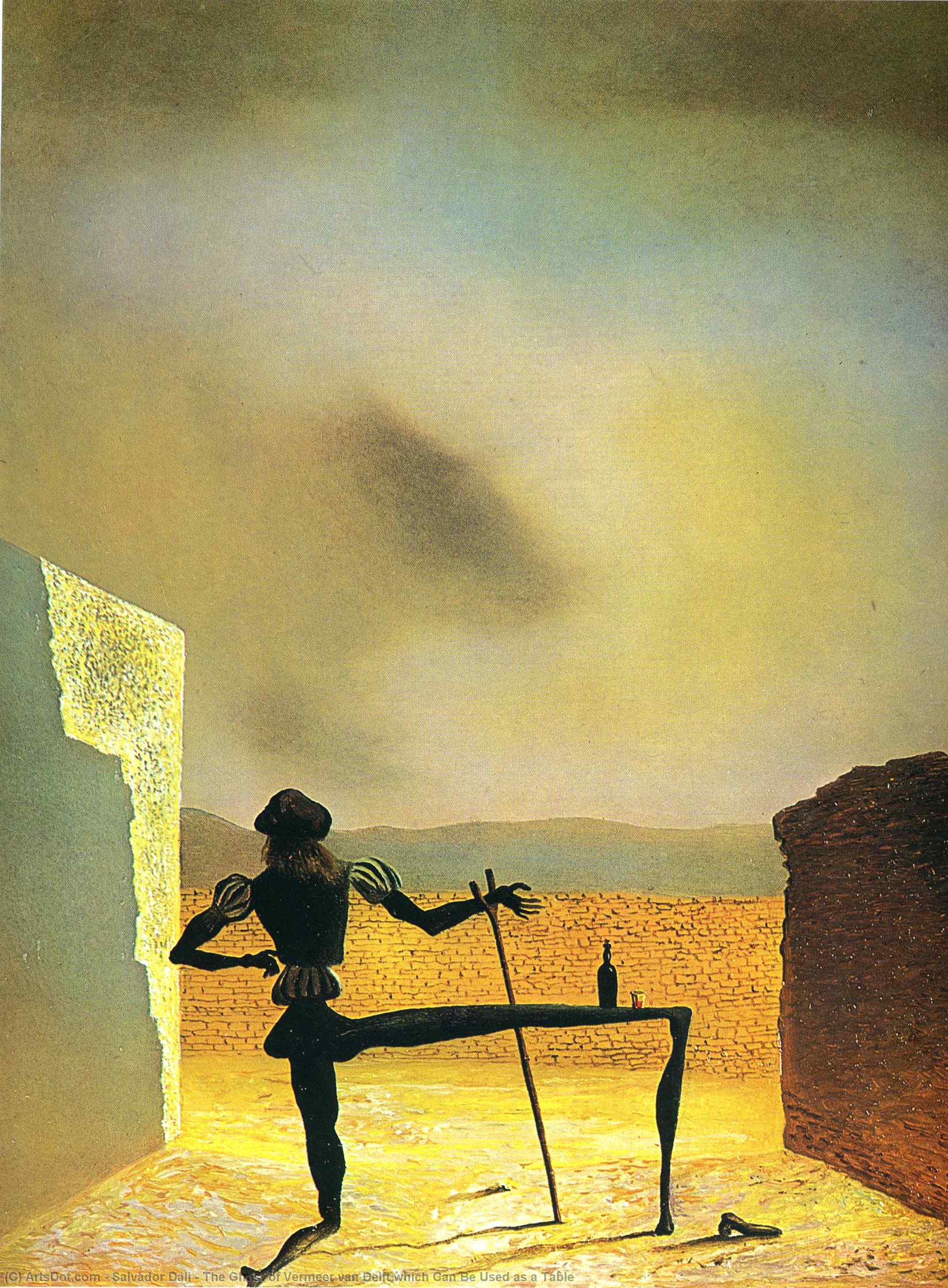 Wikioo.org – La Enciclopedia de las Bellas Artes - Pintura, Obras de arte de Salvador Dali - el fantasma de vermeer van delft que puede ser usado como un Tabla