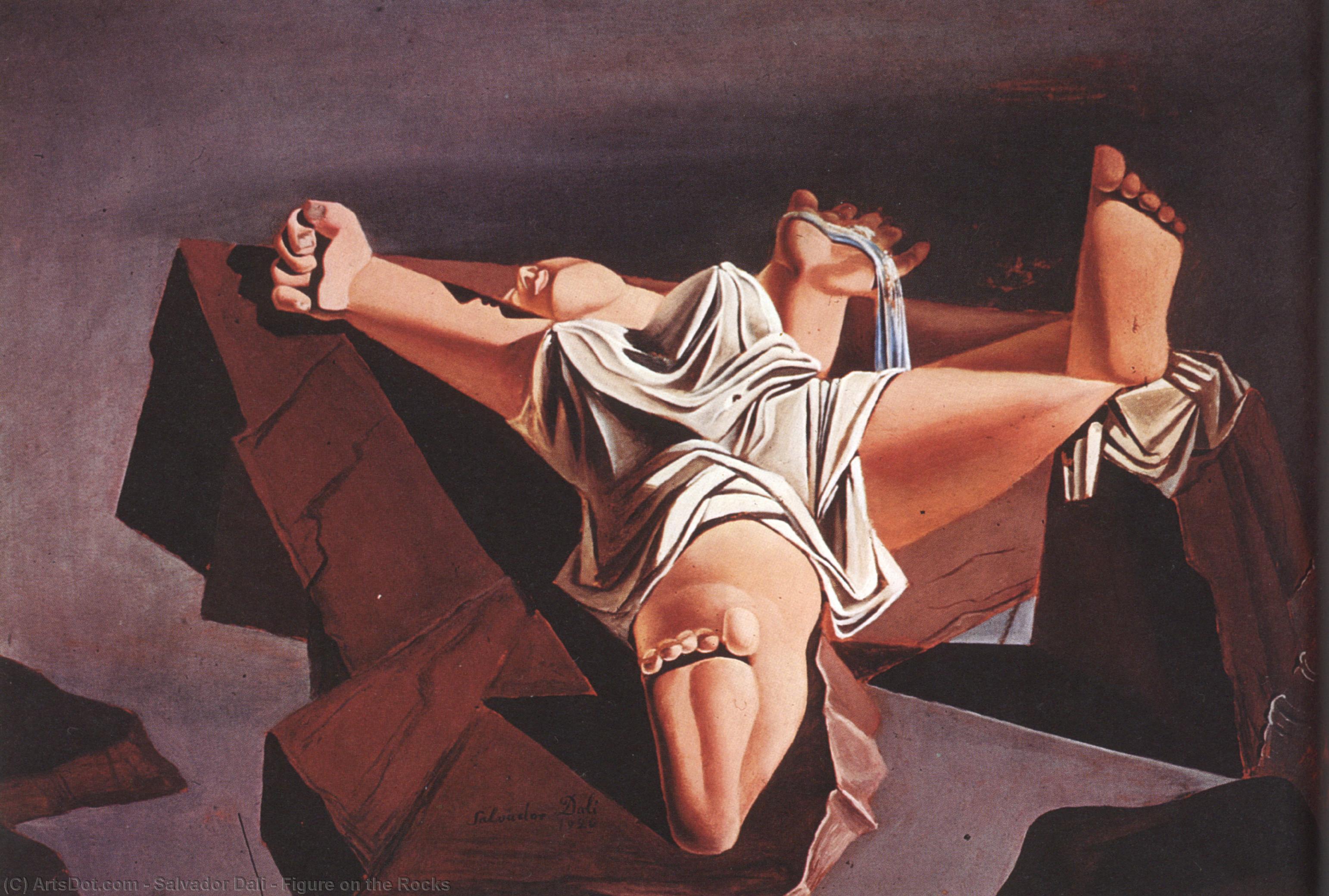 Wikioo.org - The Encyclopedia of Fine Arts - Painting, Artwork by Salvador Dali - Figure on the Rocks