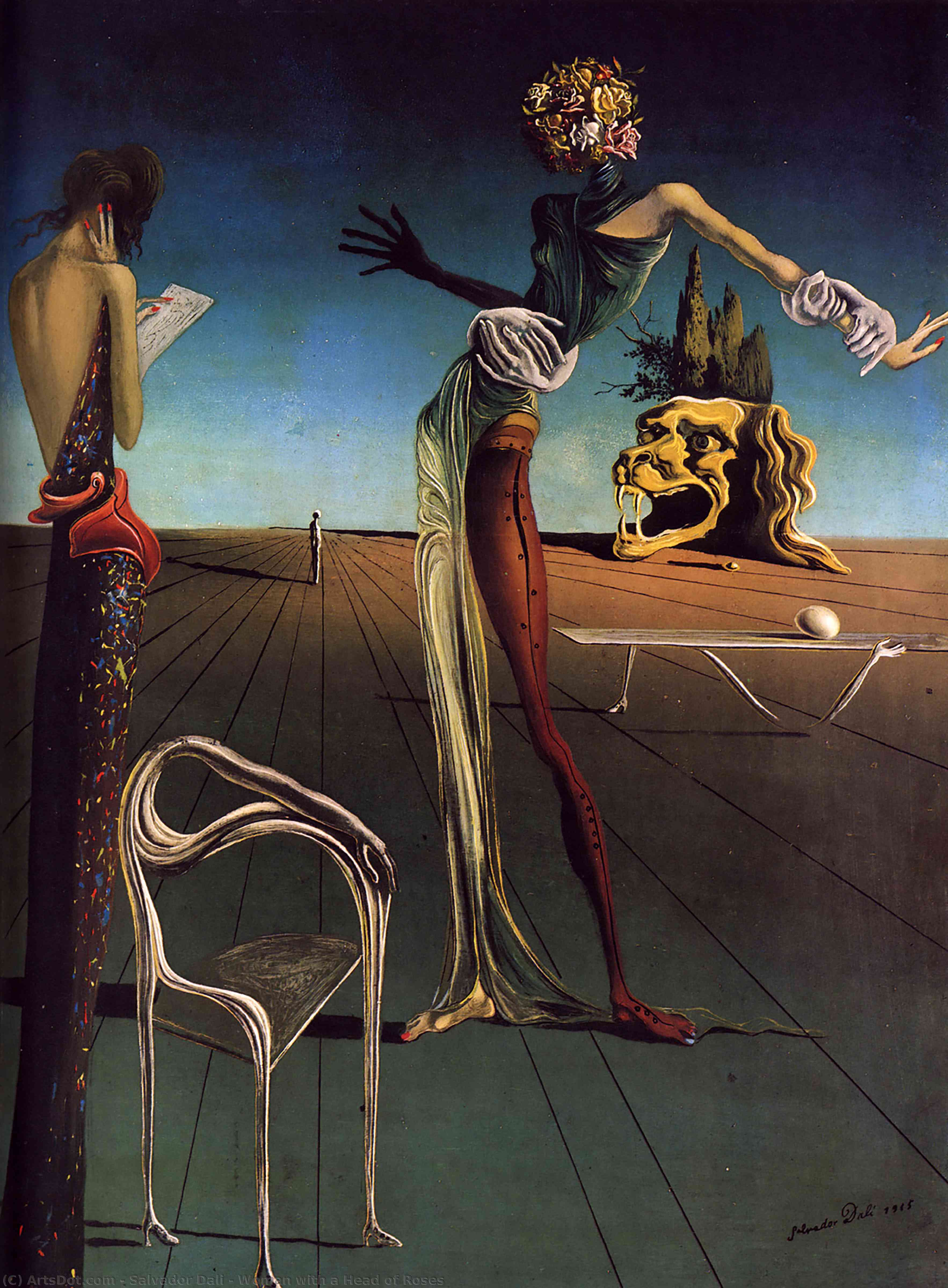 Wikioo.org – L'Enciclopedia delle Belle Arti - Pittura, Opere di Salvador Dali - donna con una testa di rose