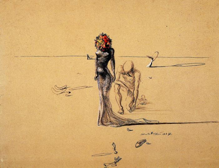 WikiOO.org - Encyclopedia of Fine Arts - Maľba, Artwork Salvador Dali - Woman with Flower Head