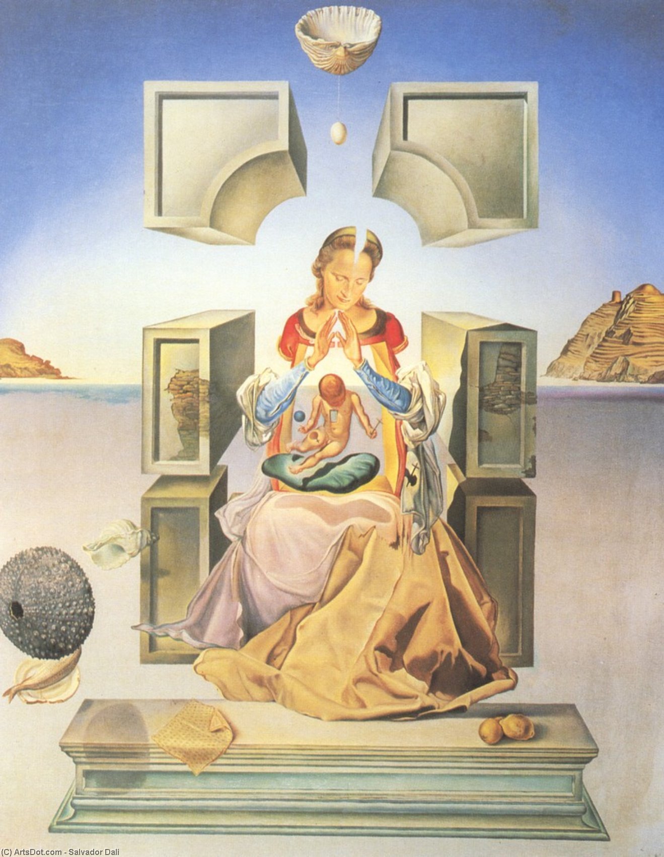 Wikoo.org - موسوعة الفنون الجميلة - اللوحة، العمل الفني Salvador Dali - The First Study for the Madonna of Port Lligat