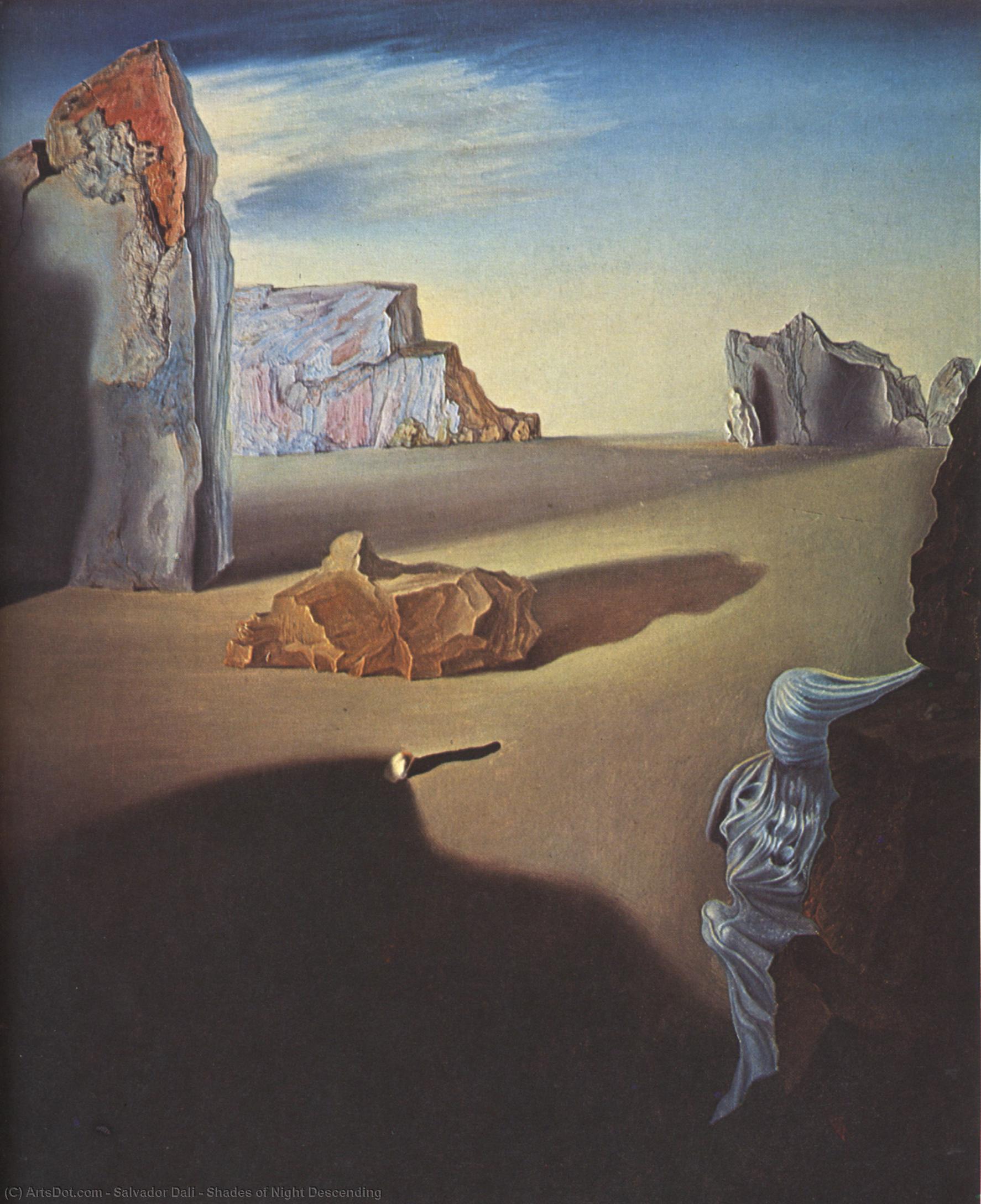 Wikioo.org – La Enciclopedia de las Bellas Artes - Pintura, Obras de arte de Salvador Dali - Sombras de la Noche Descendente