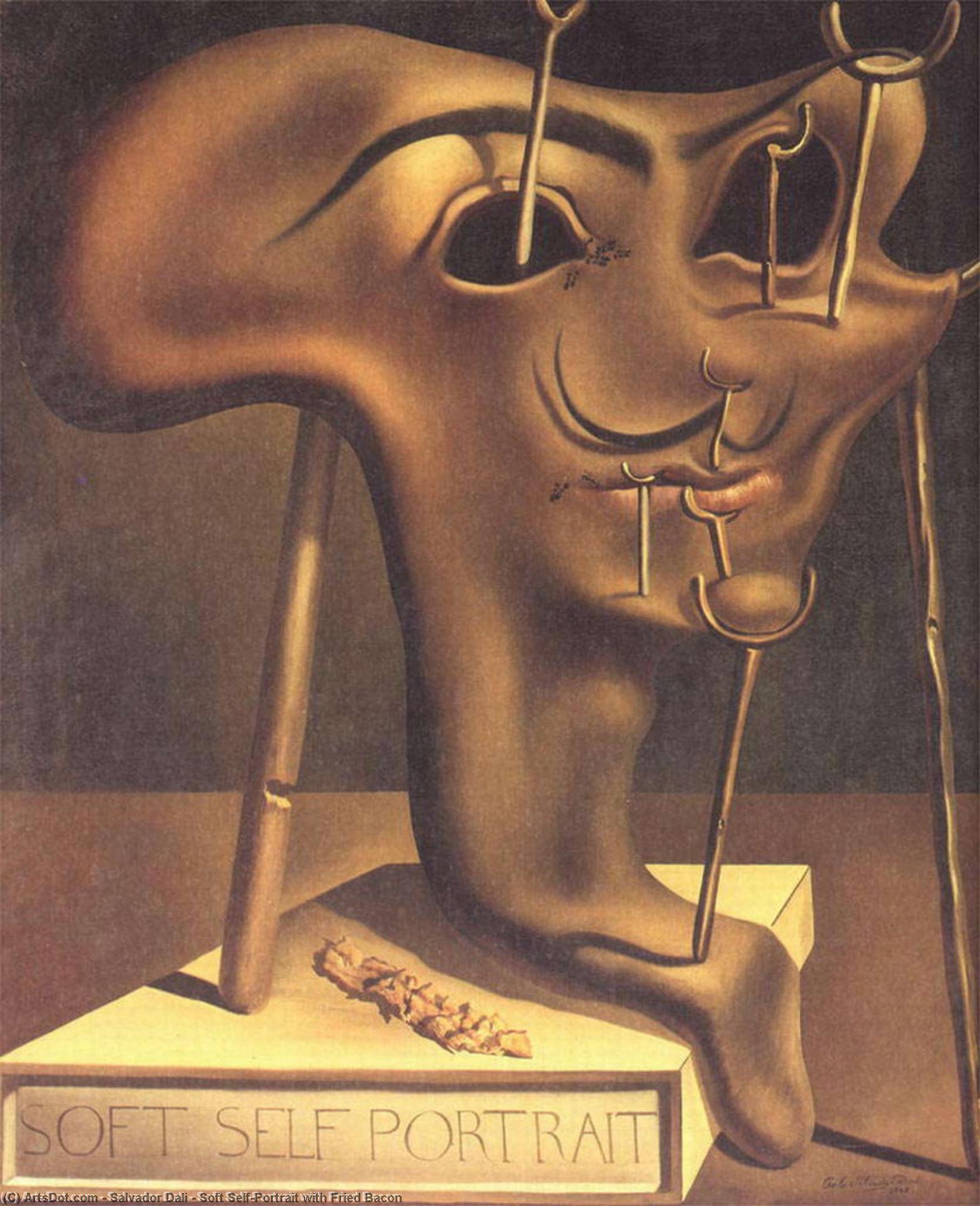 Wikioo.org - The Encyclopedia of Fine Arts - Painting, Artwork by Salvador Dali - Soft Self-Portrait with Fried Bacon