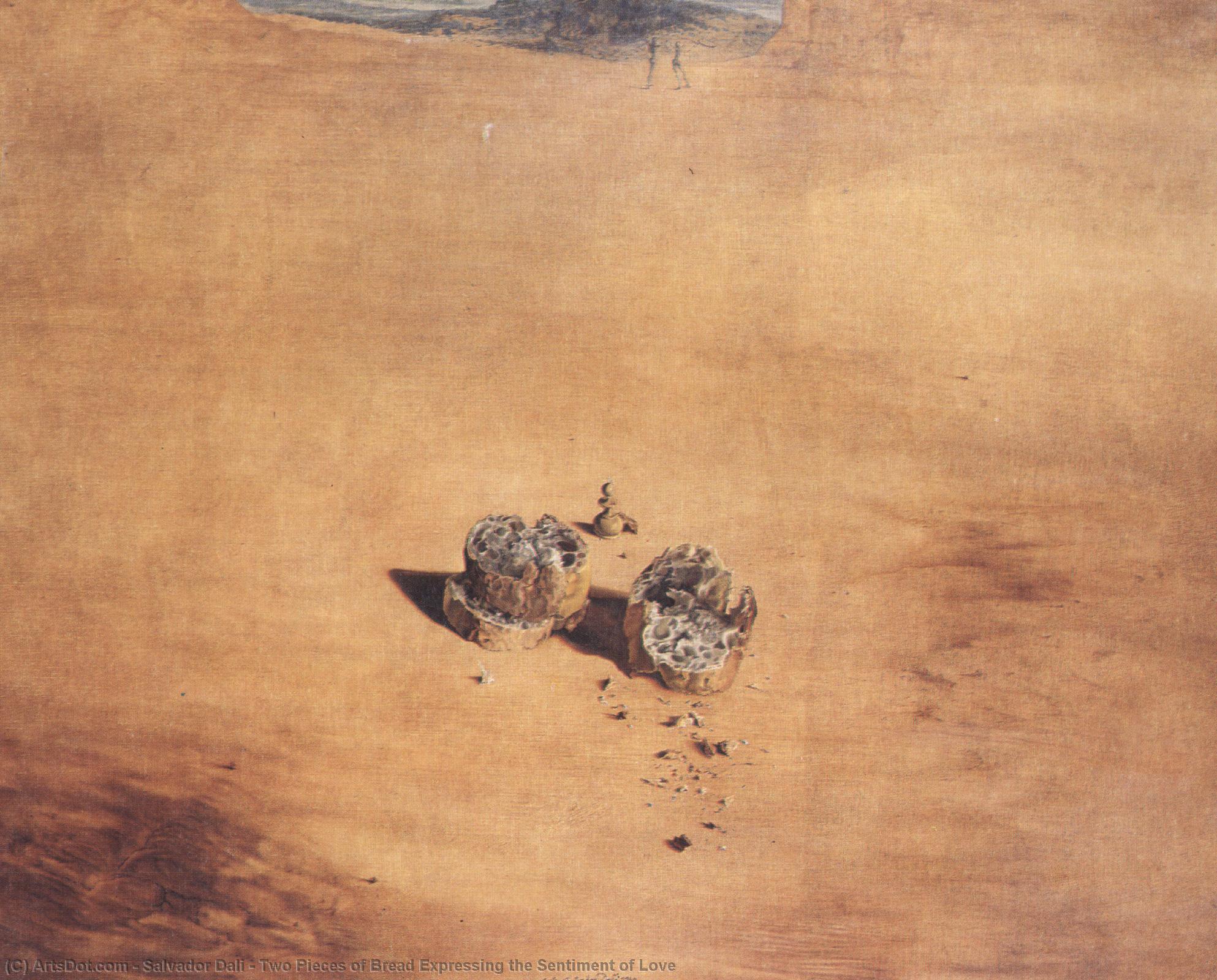 Wikioo.org – La Enciclopedia de las Bellas Artes - Pintura, Obras de arte de Salvador Dali - dos piezas de pan expresando el sentimiento del amor
