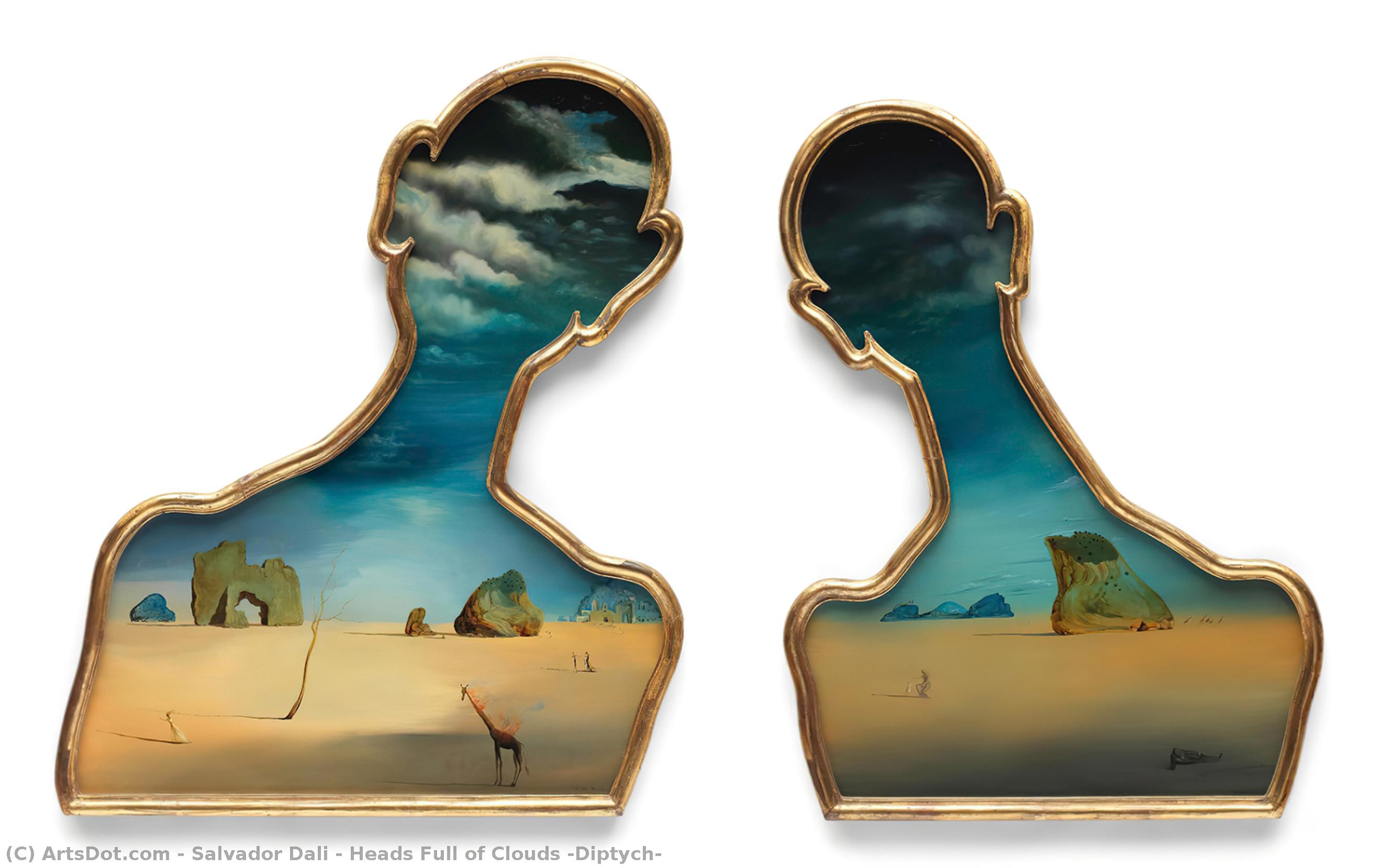 Wikioo.org - The Encyclopedia of Fine Arts - Painting, Artwork by Salvador Dali - Heads Full of Clouds (Diptych)