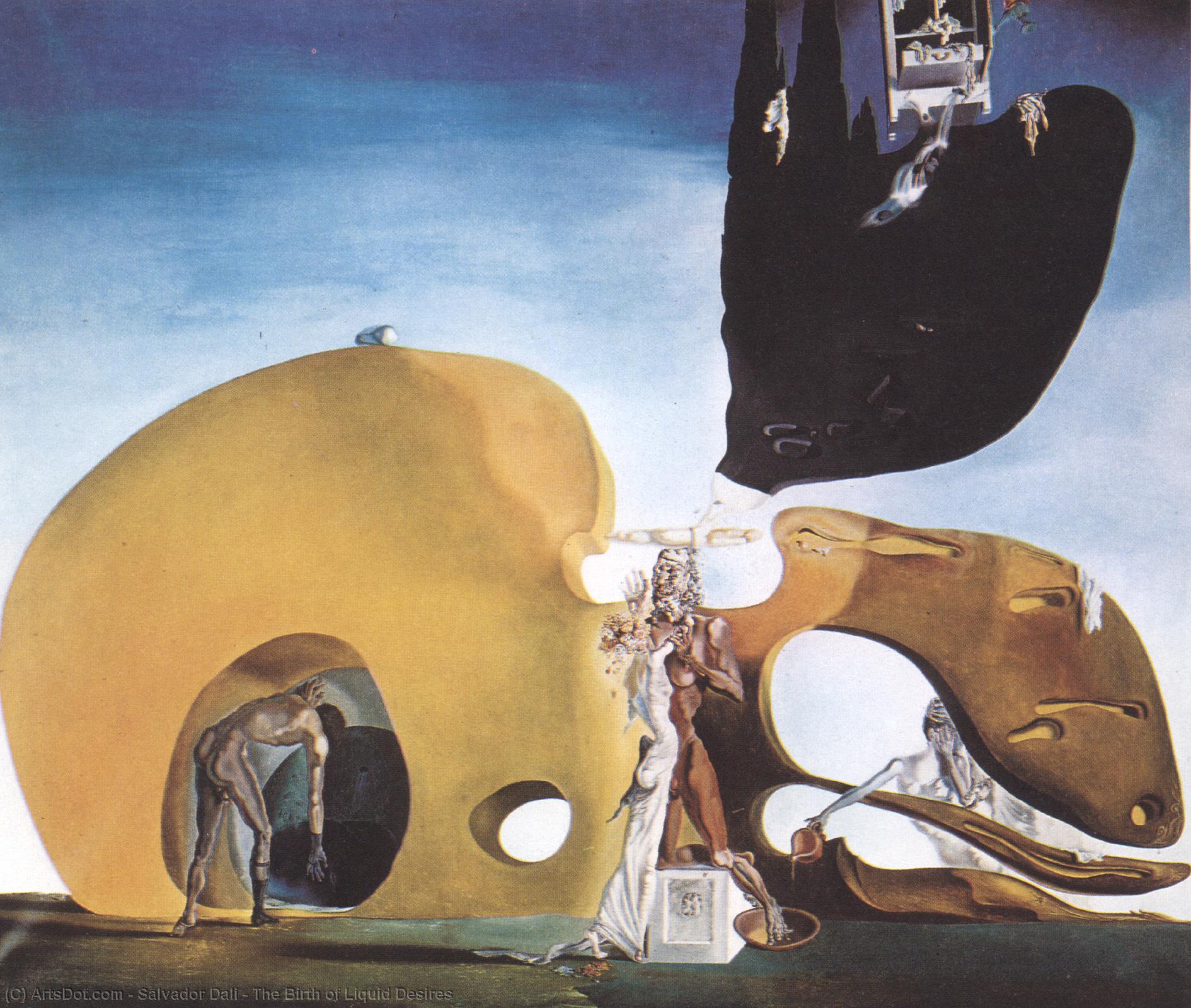 Wikioo.org – La Enciclopedia de las Bellas Artes - Pintura, Obras de arte de Salvador Dali - el nacimiento de los deseos líquidos.