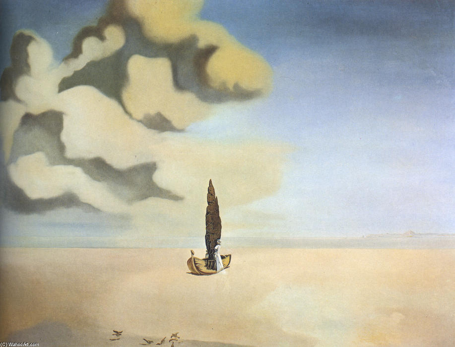 Wikioo.org - The Encyclopedia of Fine Arts - Painting, Artwork by Salvador Dali - Figure and Drapery in a Landscape