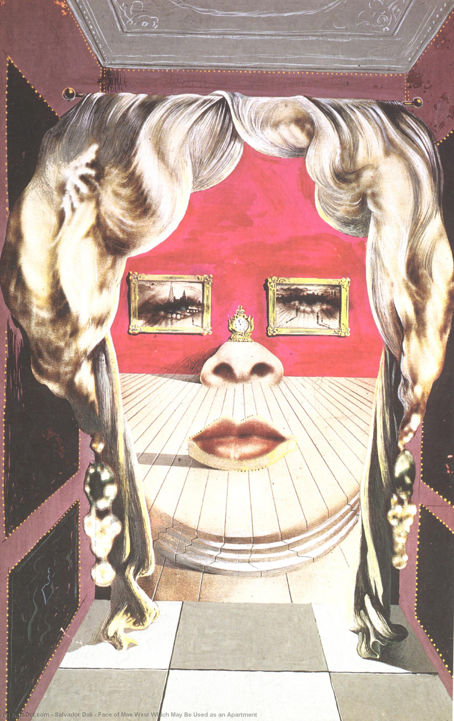 WikiOO.org - Εγκυκλοπαίδεια Καλών Τεχνών - Ζωγραφική, έργα τέχνης Salvador Dali - Face of Mae West Which May Be Used as an Apartment