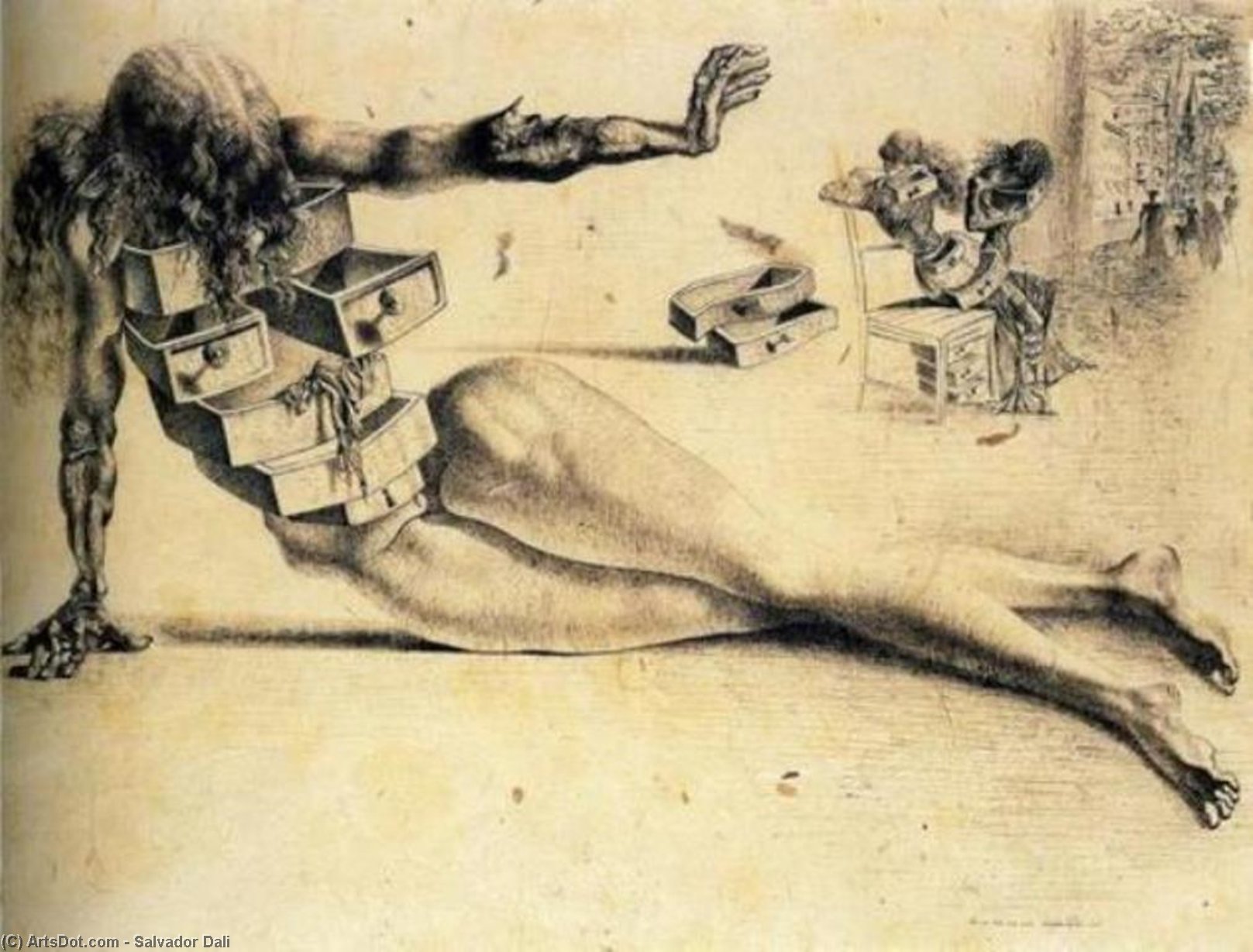 WikiOO.org - Encyclopedia of Fine Arts - Maalaus, taideteos Salvador Dali - City of drawers