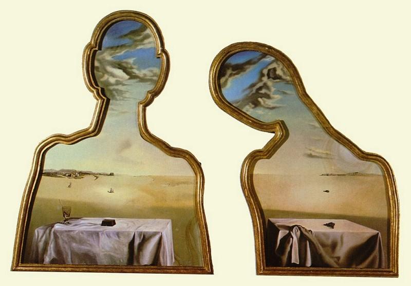 WikiOO.org - Encyclopedia of Fine Arts - Maľba, Artwork Salvador Dali - Couple with Their Heads Full of Clouds
