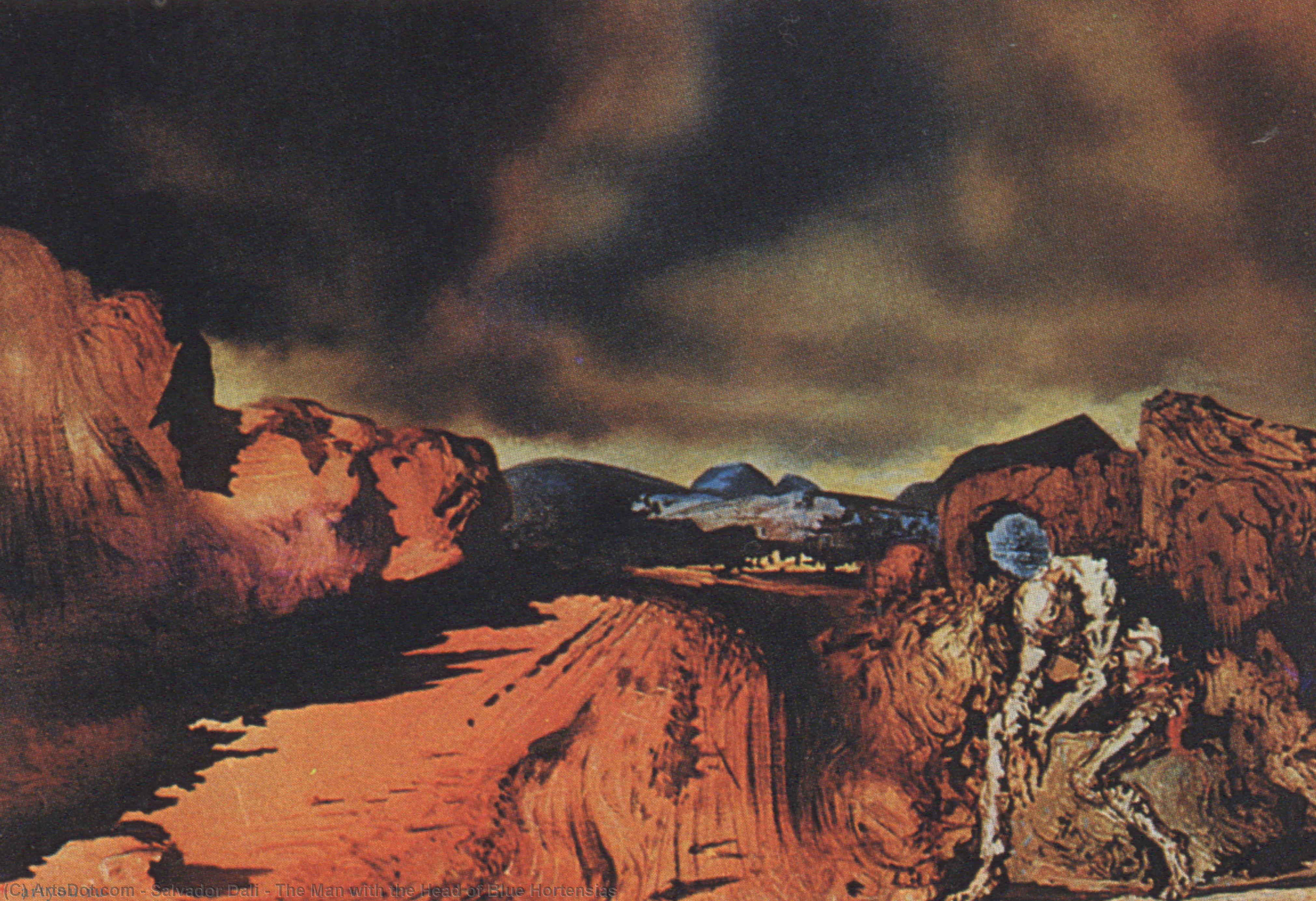 Wikioo.org - The Encyclopedia of Fine Arts - Painting, Artwork by Salvador Dali - The Man with the Head of Blue Hortensias