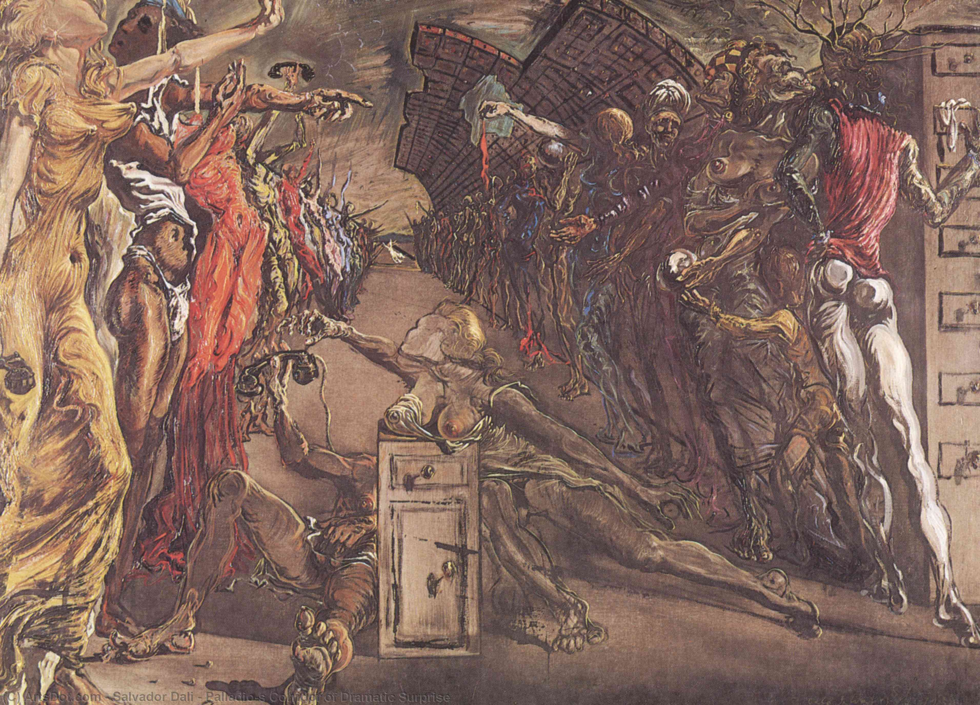 WikiOO.org - אנציקלופדיה לאמנויות יפות - ציור, יצירות אמנות Salvador Dali - Palladio's Corridor of Dramatic Surprise