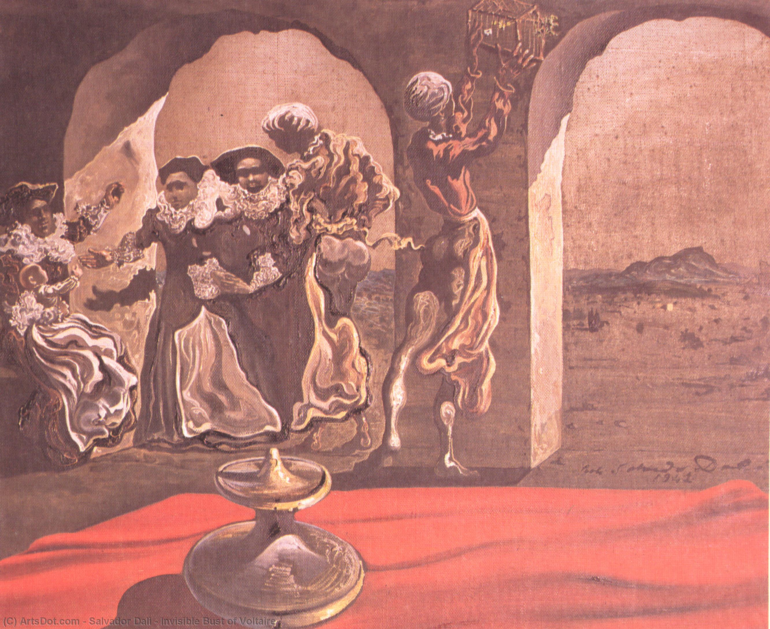 Wikioo.org – L'Encyclopédie des Beaux Arts - Peinture, Oeuvre de Salvador Dali - invisible buste de voltaire