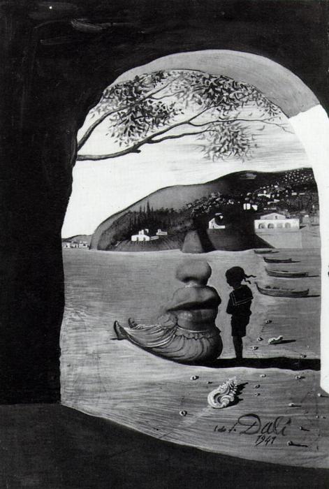 WikiOO.org - Encyclopedia of Fine Arts - Maleri, Artwork Salvador Dali - Mysterious Mouth Appearing in the Back of My Nurse