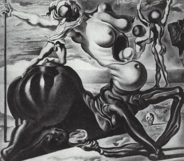 Wikioo.org - Bách khoa toàn thư về mỹ thuật - Vẽ tranh, Tác phẩm nghệ thuật Salvador Dali - The Golden Age - Family of Marsupial Centaurs