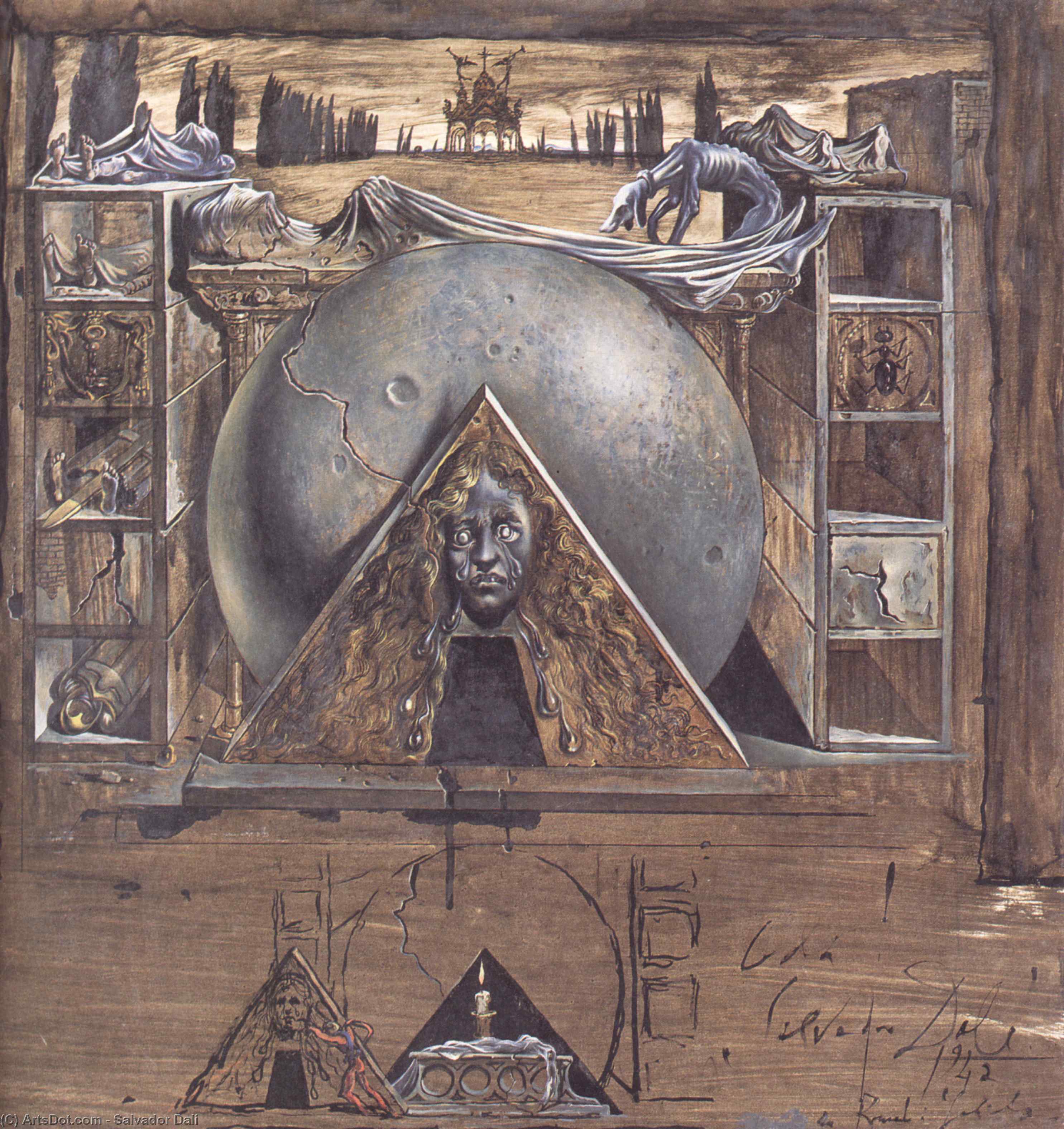 WikiOO.org - Encyclopedia of Fine Arts - Maalaus, taideteos Salvador Dali - Juliet's Tomb