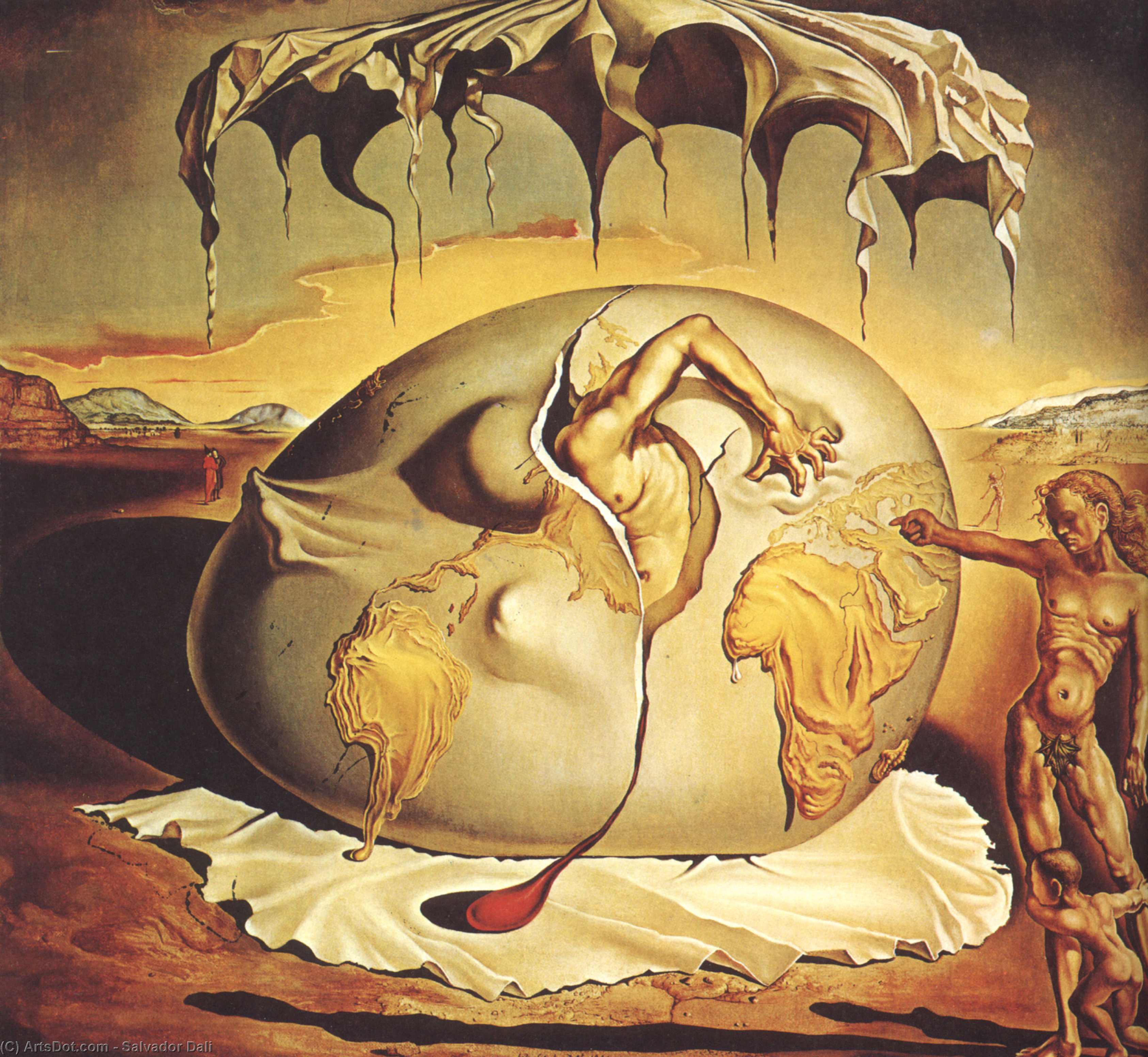 Wikioo.org - The Encyclopedia of Fine Arts - Painting, Artwork by Salvador Dali - Geopolitical Child Watching the Birth of the New Man