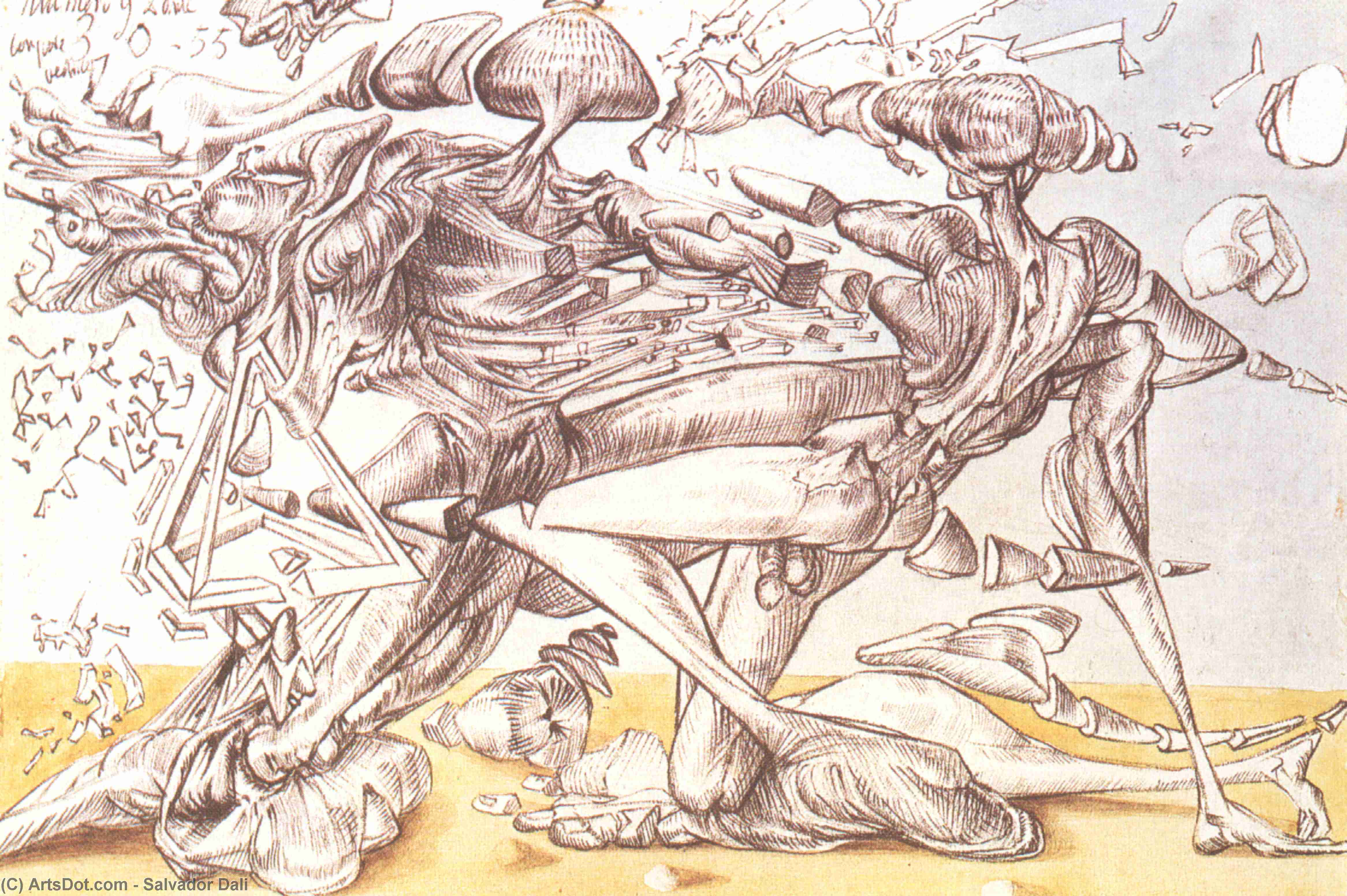 WikiOO.org - Encyclopedia of Fine Arts - Lukisan, Artwork Salvador Dali - Dali Combat
