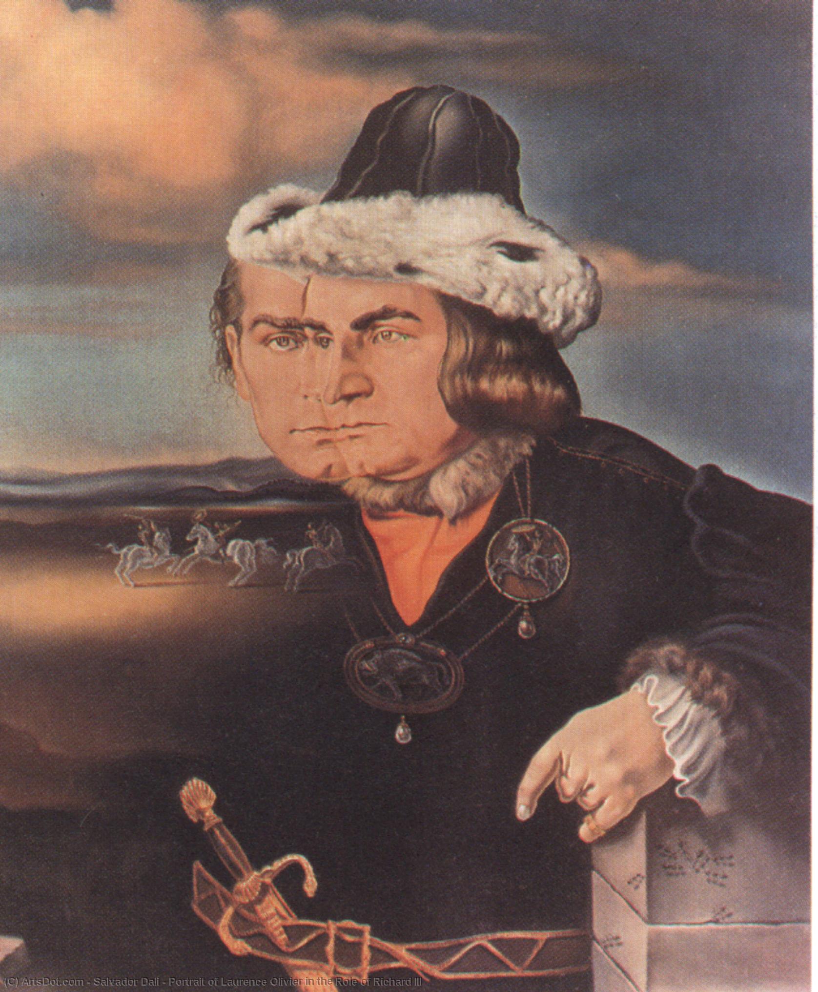 WikiOO.org - Enciklopedija dailės - Tapyba, meno kuriniai Salvador Dali - Portrait of Laurence Olivier in the Role of Richard III