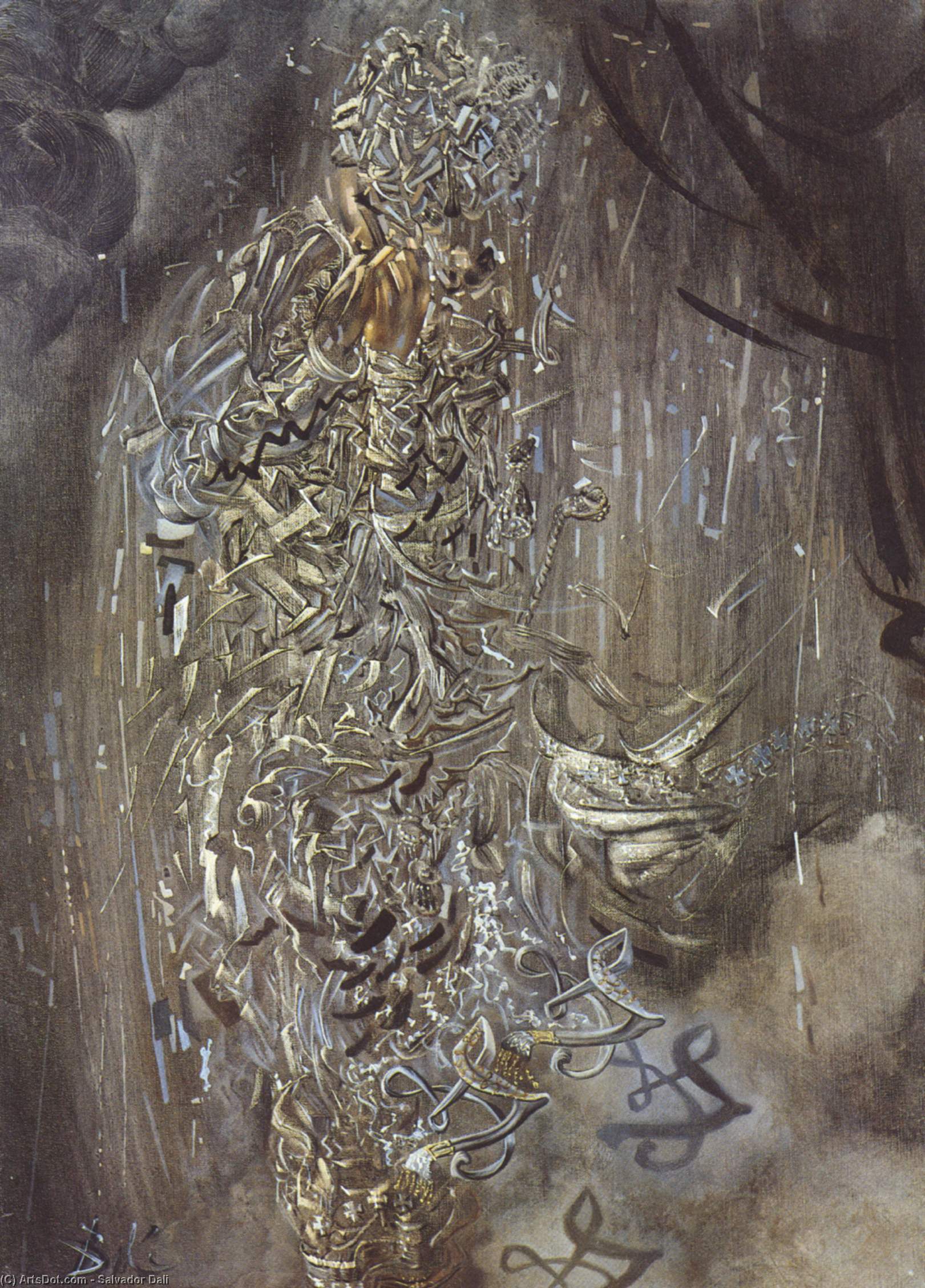 WikiOO.org - Encyclopedia of Fine Arts - Maľba, Artwork Salvador Dali - Saint Surrounded by Three Pi-Mesons