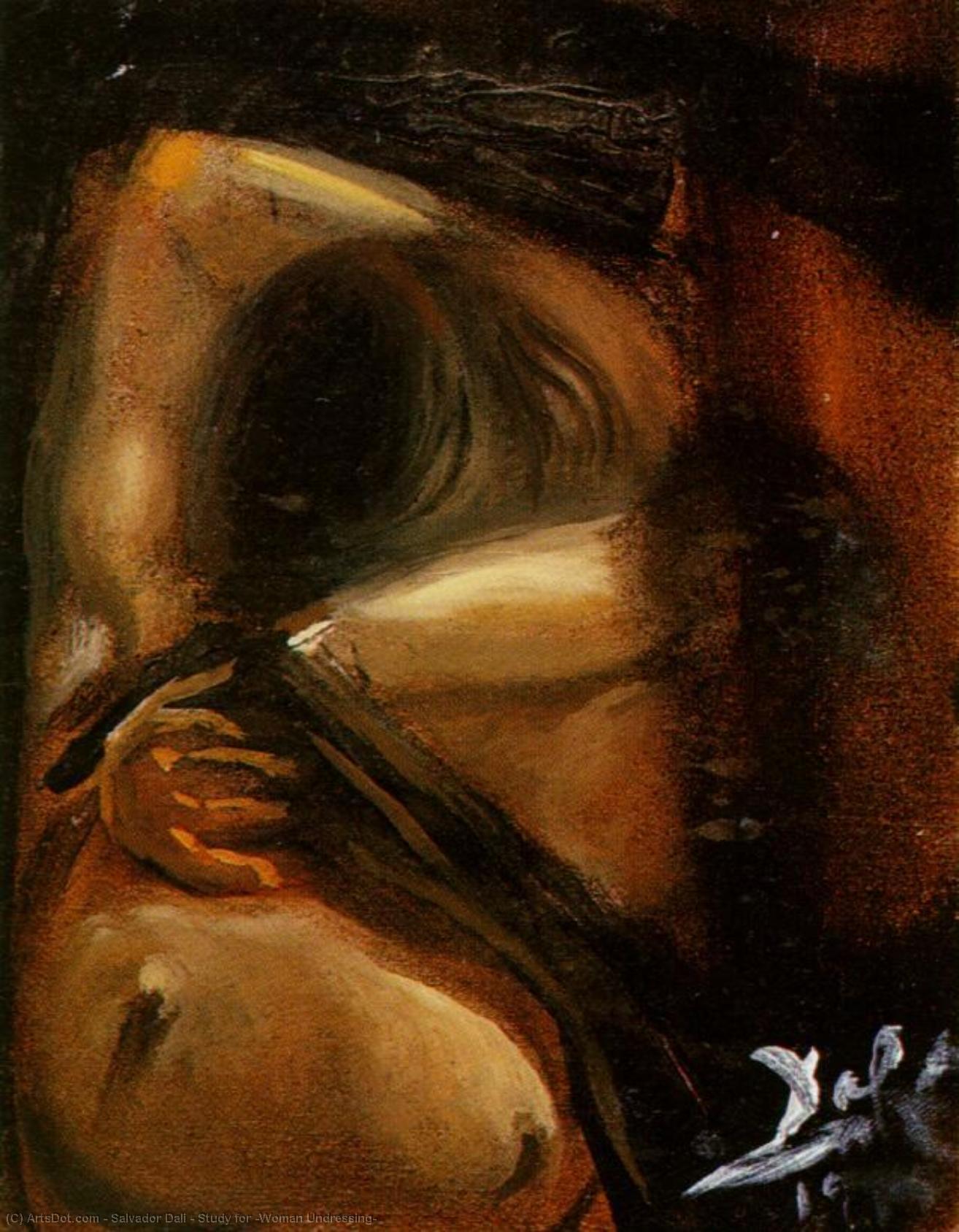 WikiOO.org - Encyclopedia of Fine Arts - Maľba, Artwork Salvador Dali - Study for 'Woman Undressing'