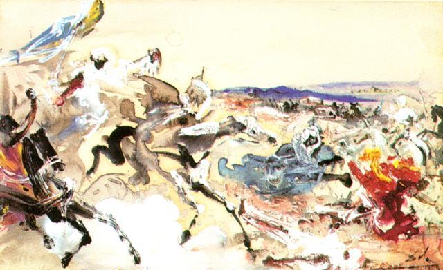 Wikioo.org - Die Enzyklopädie bildender Kunst - Malerei, Kunstwerk von Salvador Dali - Araber . Studieren für 'The Schlacht von Tetuan'