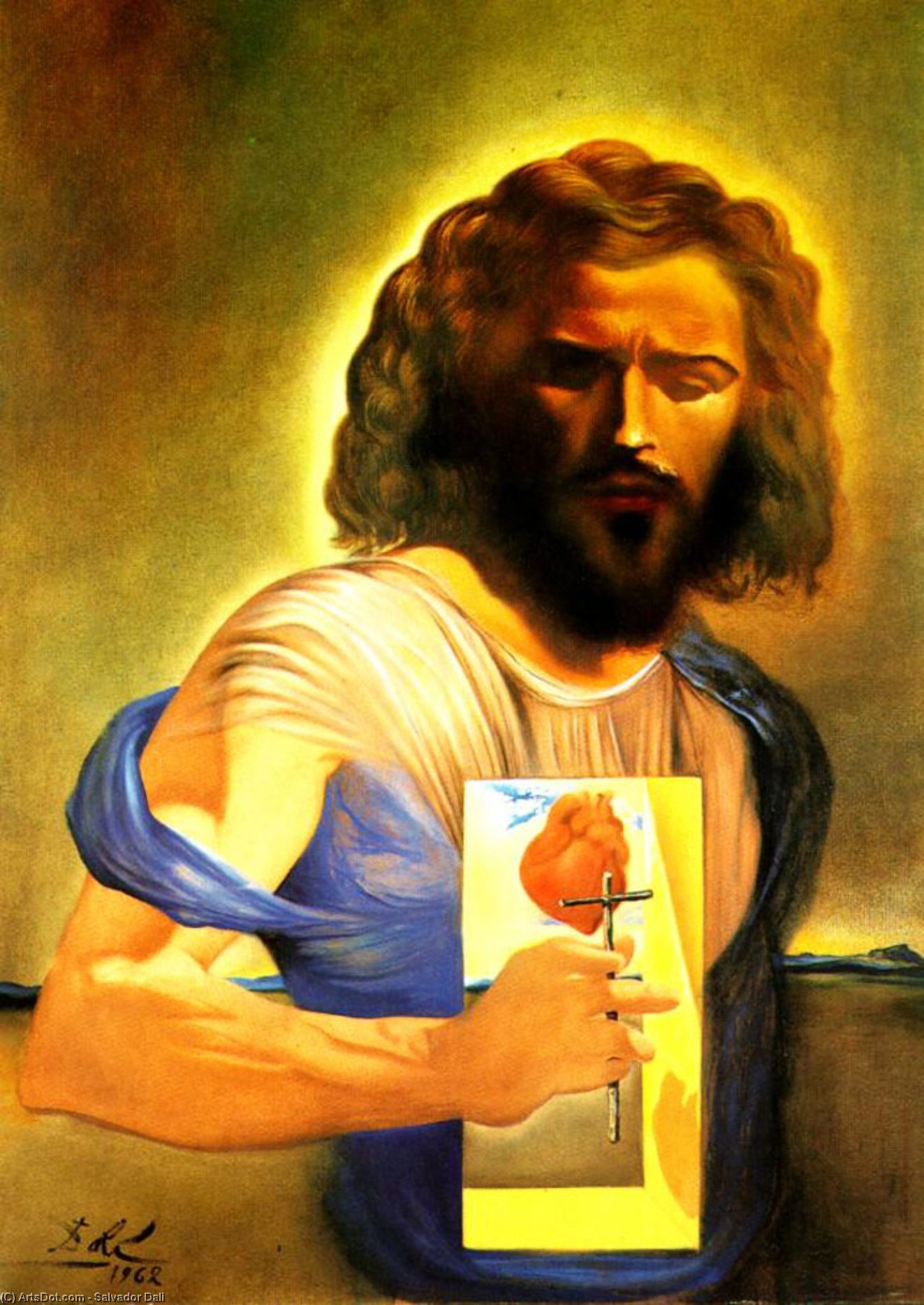 WikiOO.org - Enciclopédia das Belas Artes - Pintura, Arte por Salvador Dali - The Sacred Heart of Jesus