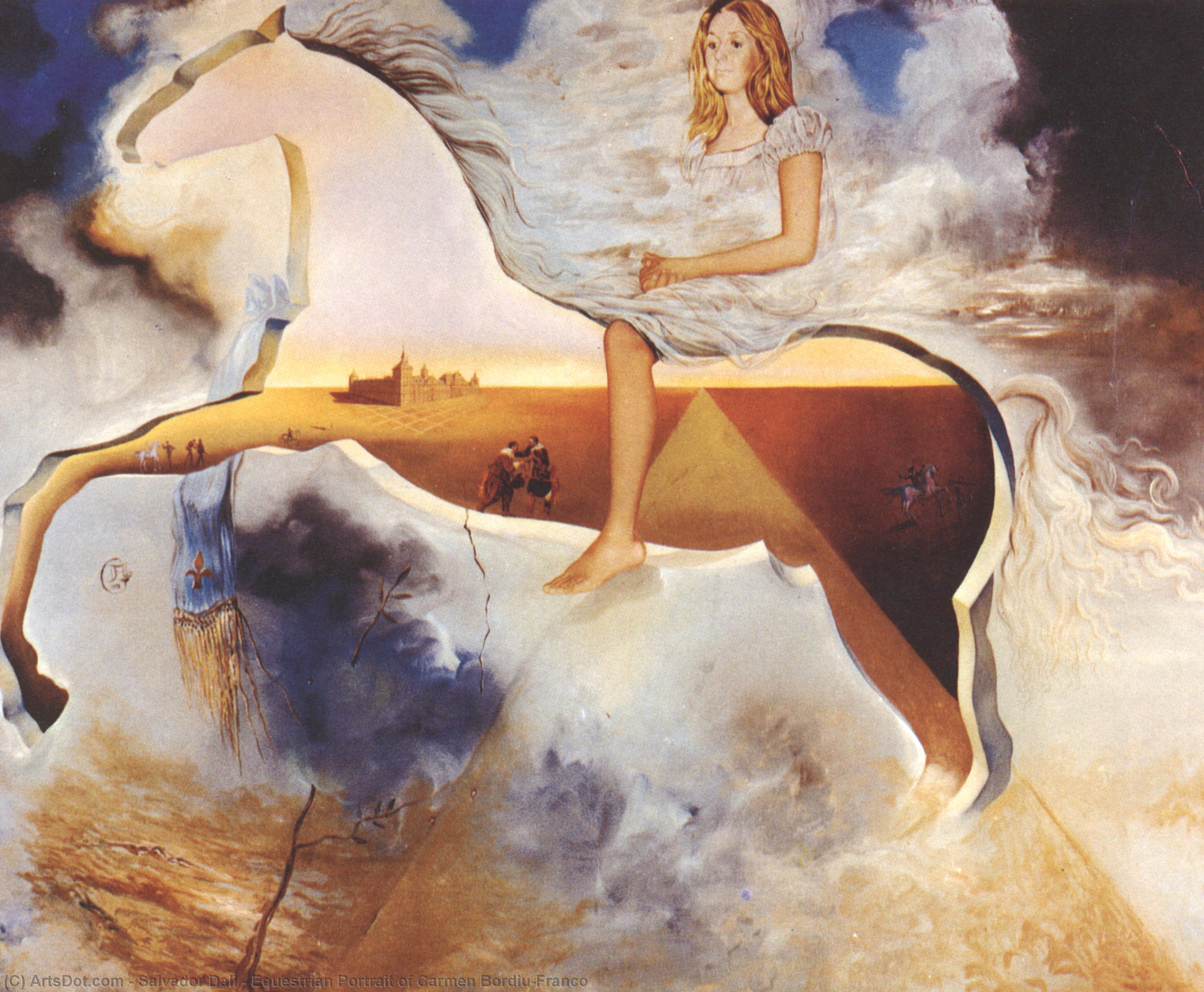 Wikioo.org - The Encyclopedia of Fine Arts - Painting, Artwork by Salvador Dali - Equestrian Portrait of Carmen Bordiu-Franco