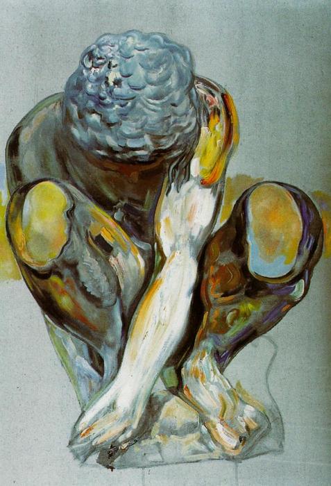 Wikoo.org - موسوعة الفنون الجميلة - اللوحة، العمل الفني Salvador Dali - After Michelangelo's 'Squatting Child'