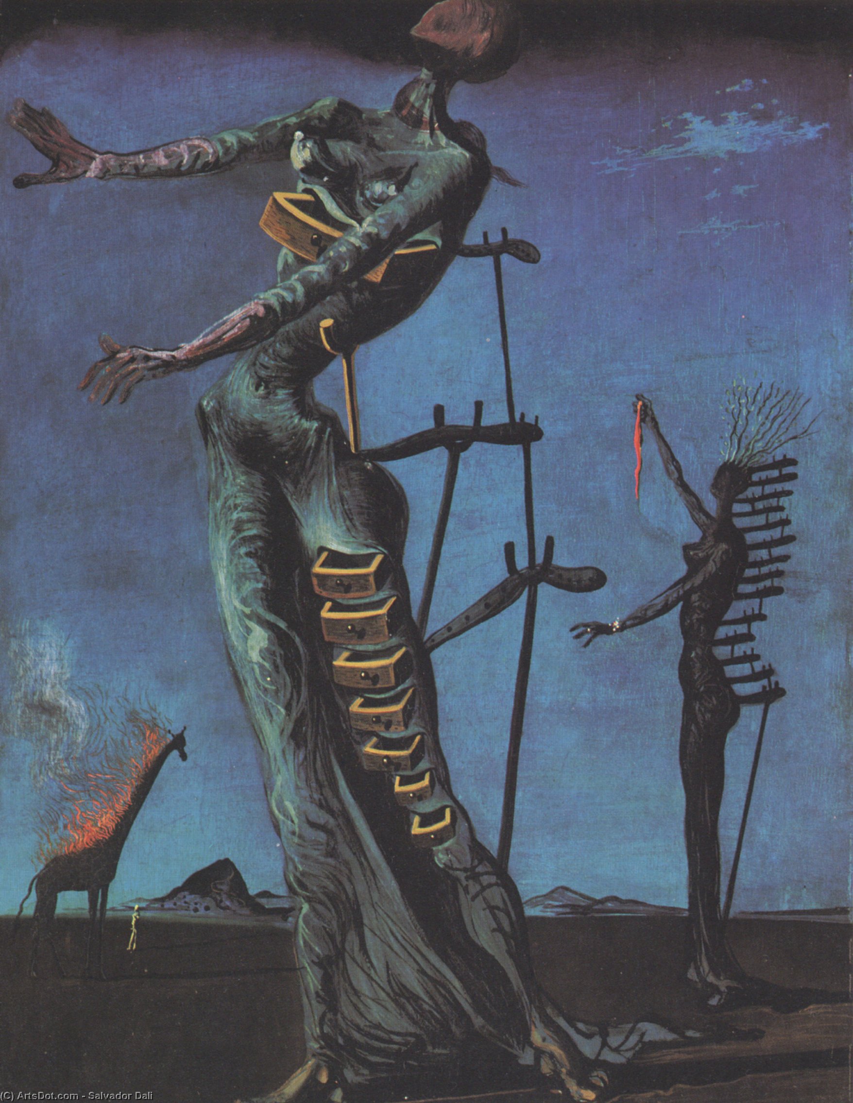 WikiOO.org - Enciclopédia das Belas Artes - Pintura, Arte por Salvador Dali - Flaming Giraffe
