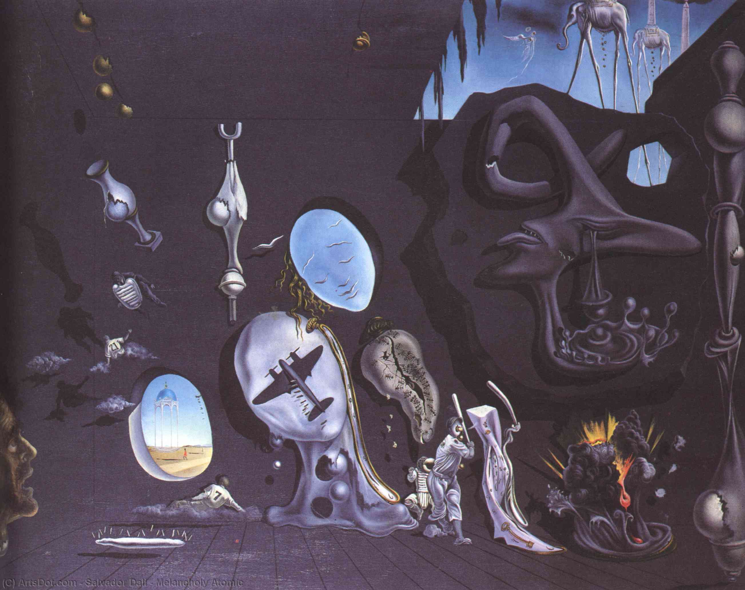 Wikioo.org - Die Enzyklopädie bildender Kunst - Malerei, Kunstwerk von Salvador Dali - melancholie atomar