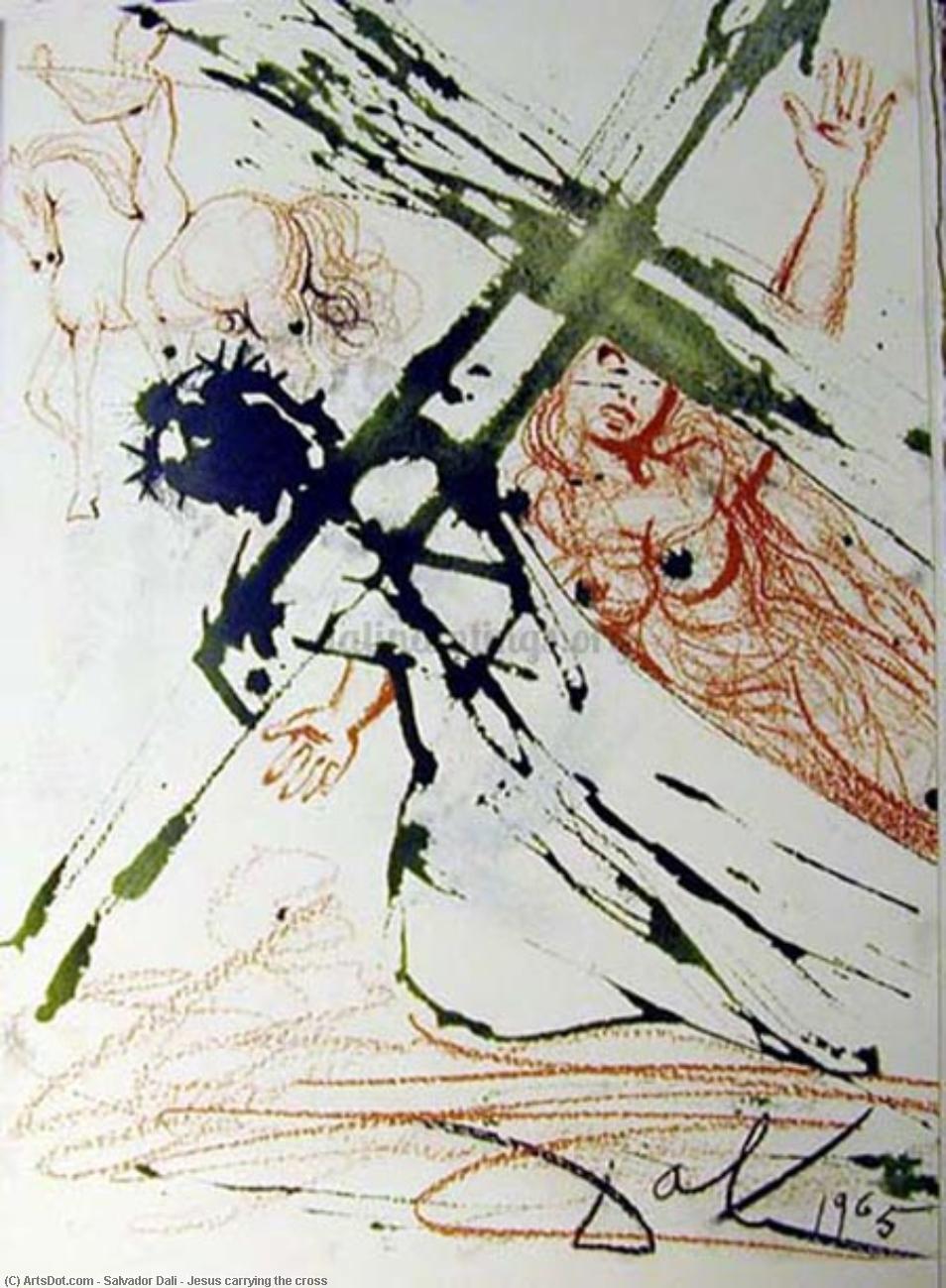 Wikoo.org - موسوعة الفنون الجميلة - اللوحة، العمل الفني Salvador Dali - Jesus carrying the cross