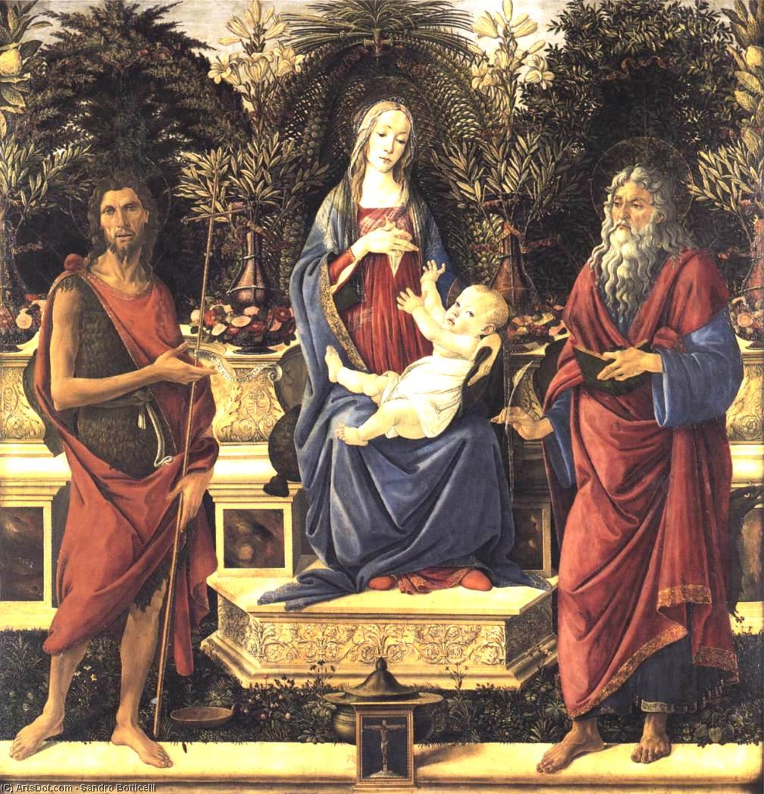 Wikioo.org - The Encyclopedia of Fine Arts - Painting, Artwork by Sandro Botticelli - The Virgin and Child Enthroned