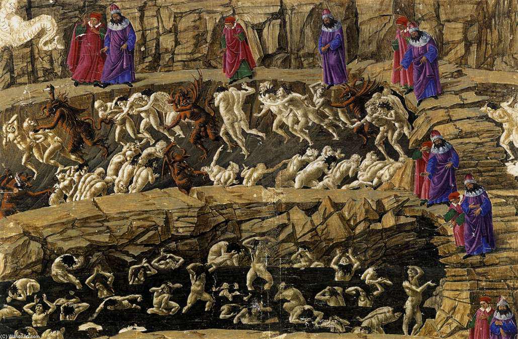 WikiOO.org - Encyclopedia of Fine Arts - Målning, konstverk Sandro Botticelli - Inferno, Canto XVIII