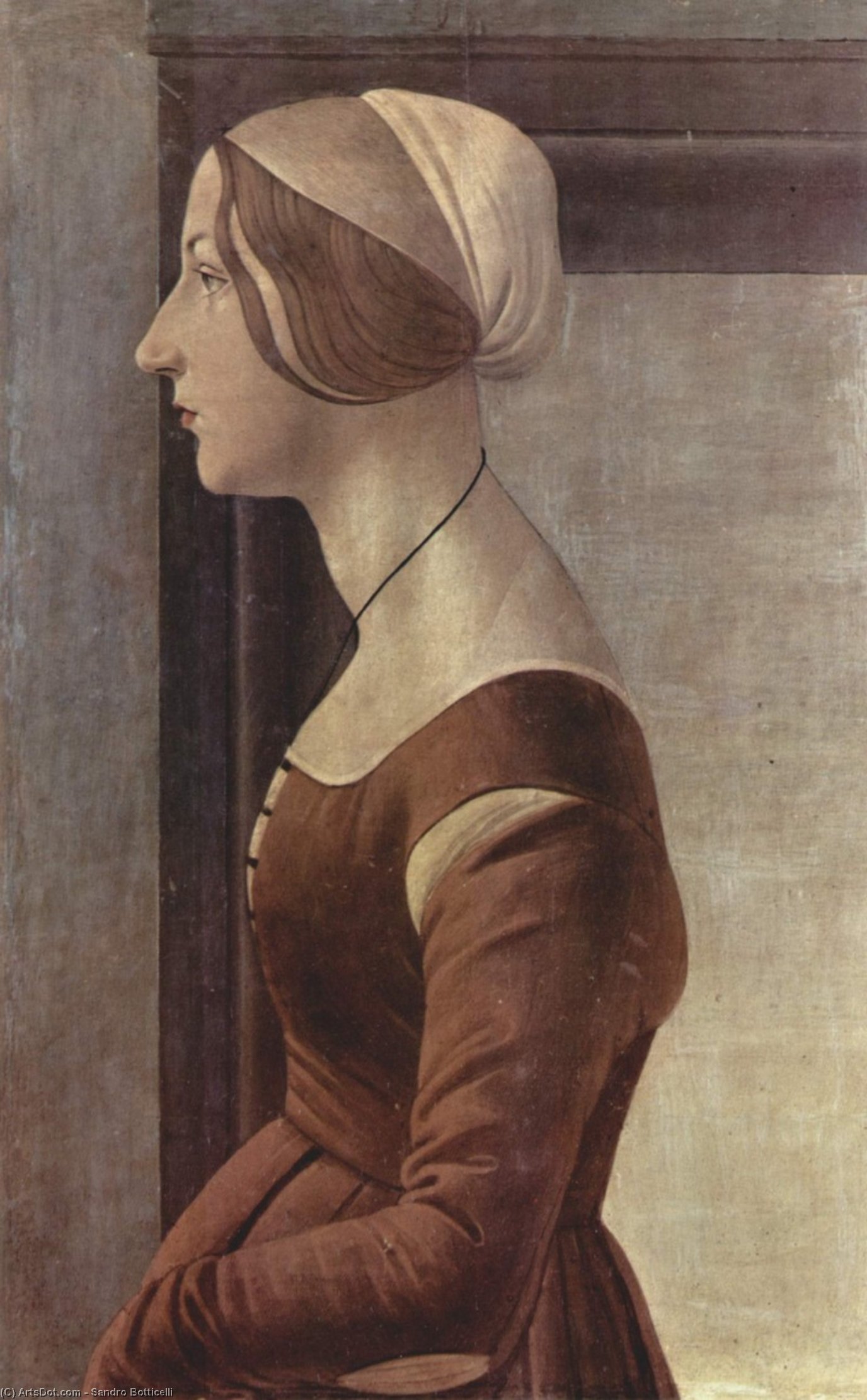 WikiOO.org - אנציקלופדיה לאמנויות יפות - ציור, יצירות אמנות Sandro Botticelli - Portrait of a young woman