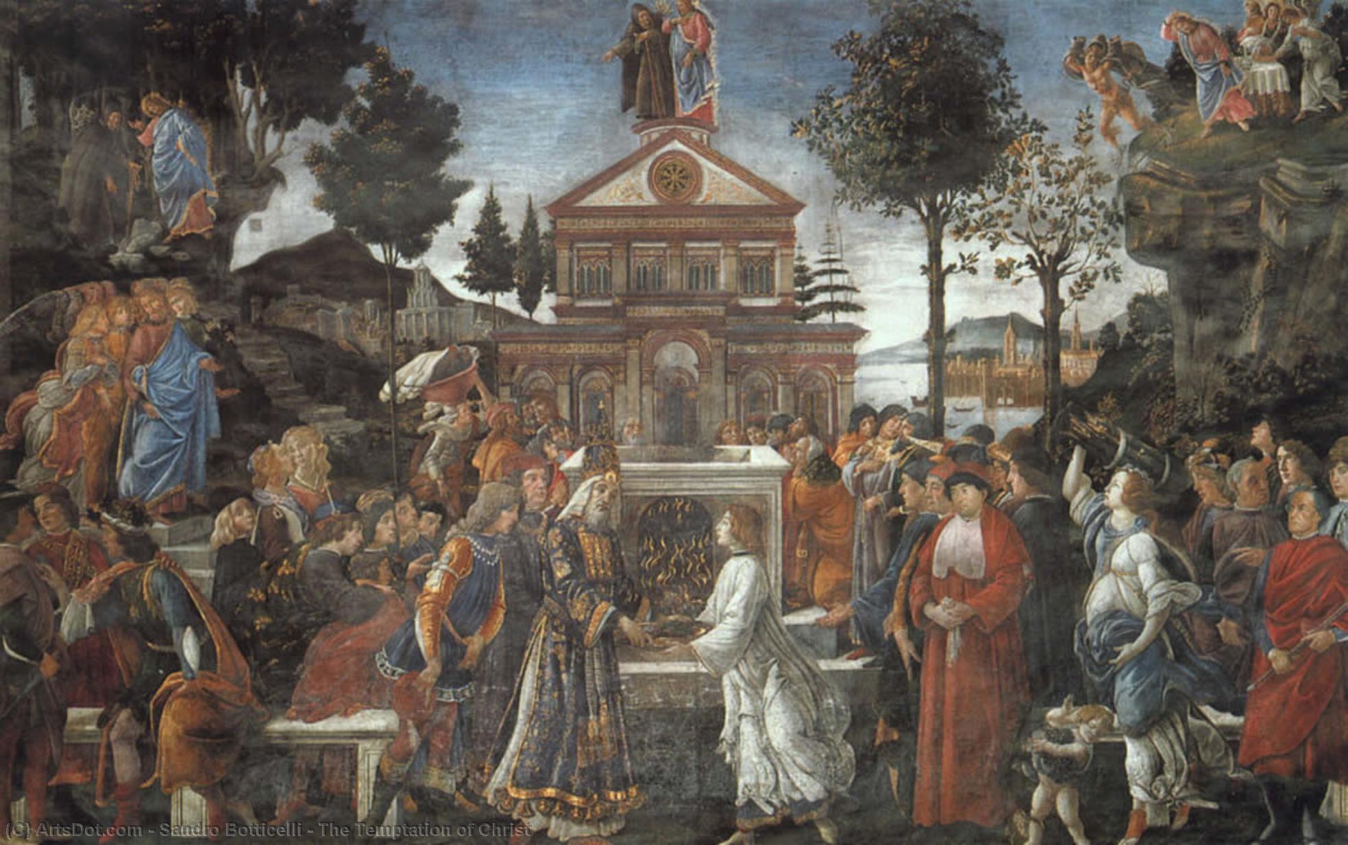 Wikioo.org – La Enciclopedia de las Bellas Artes - Pintura, Obras de arte de Sandro Botticelli - el la tentación de cristo
