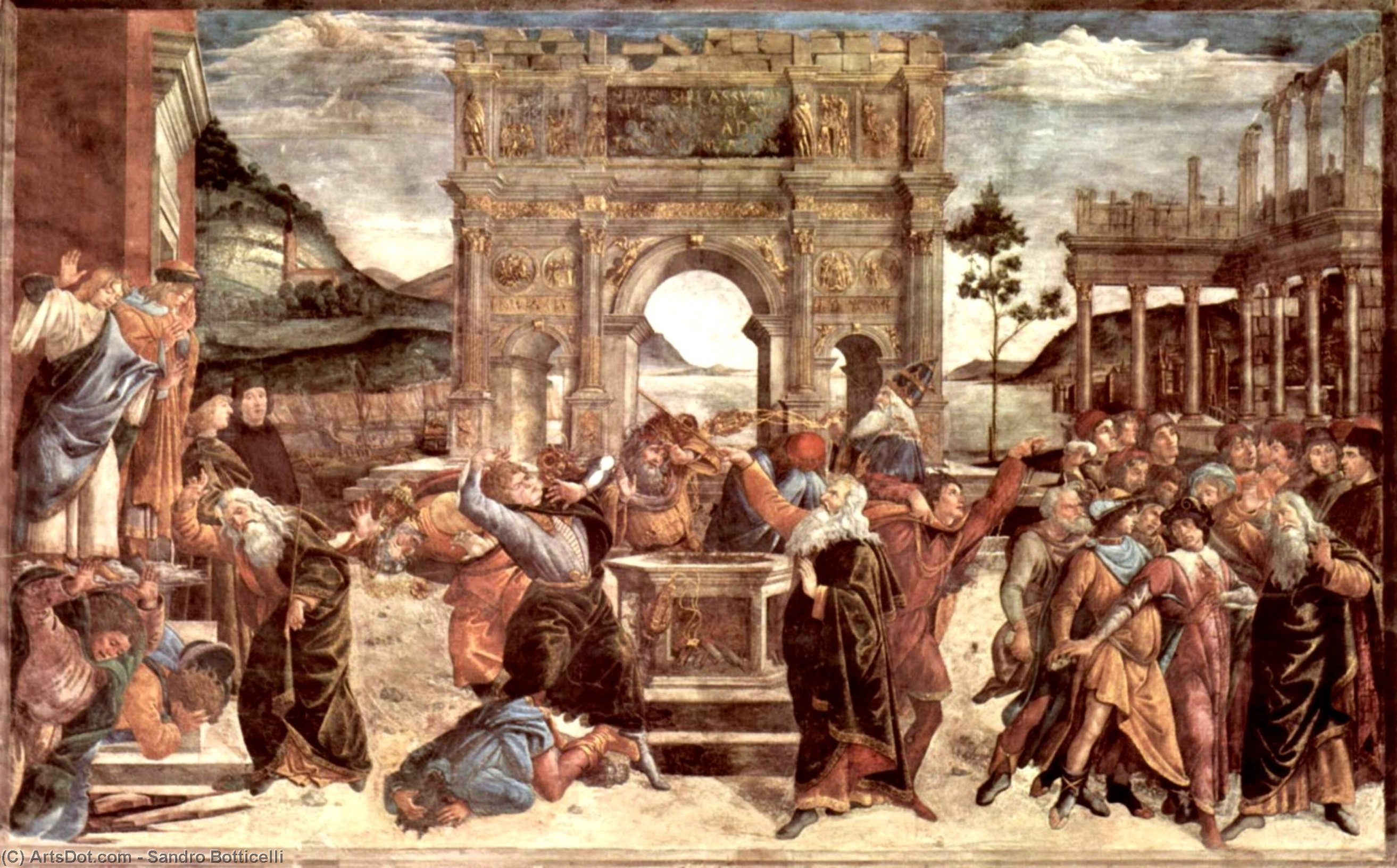 Wikioo.org - The Encyclopedia of Fine Arts - Painting, Artwork by Sandro Botticelli - Scene from the Life of Moses