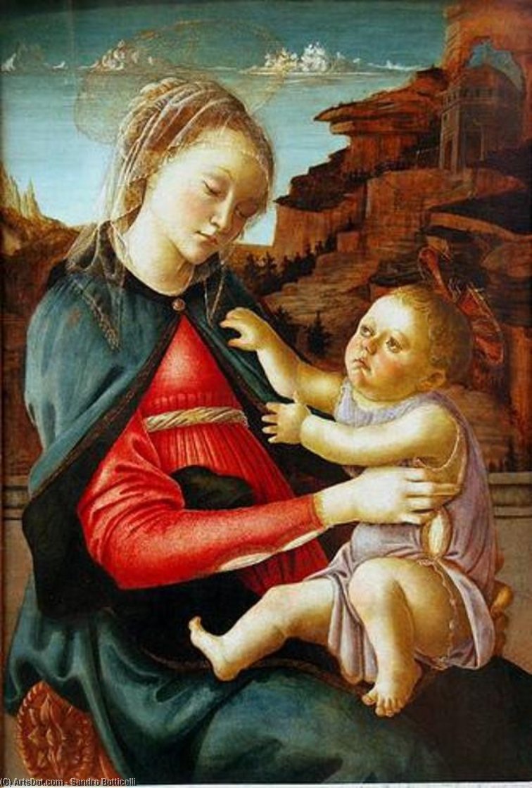 WikiOO.org – 美術百科全書 - 繪畫，作品 Sandro Botticelli - 麦当娜和儿童