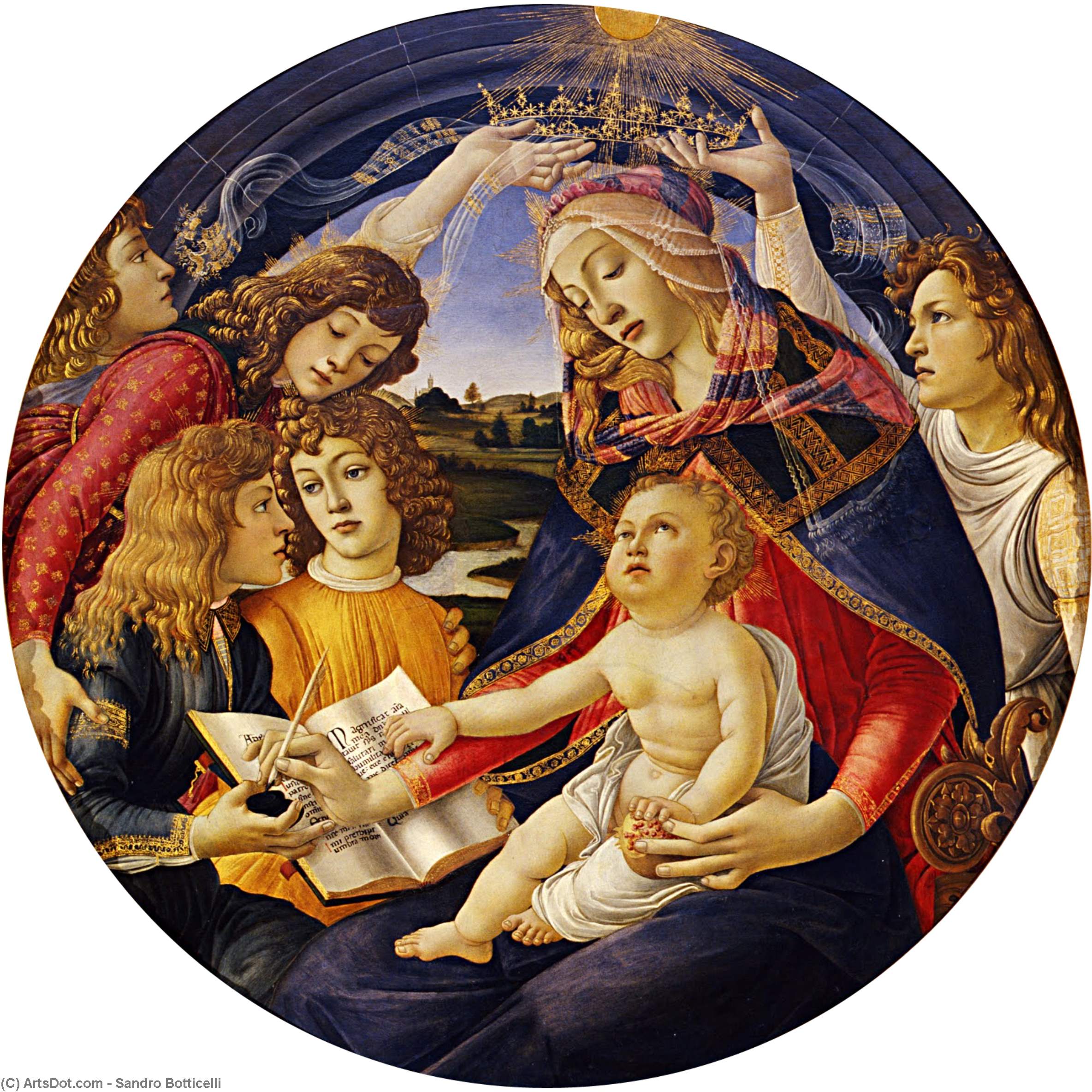 Wikioo.org – La Enciclopedia de las Bellas Artes - Pintura, Obras de arte de Sandro Botticelli - virgen todaclasede  el  Magníficat