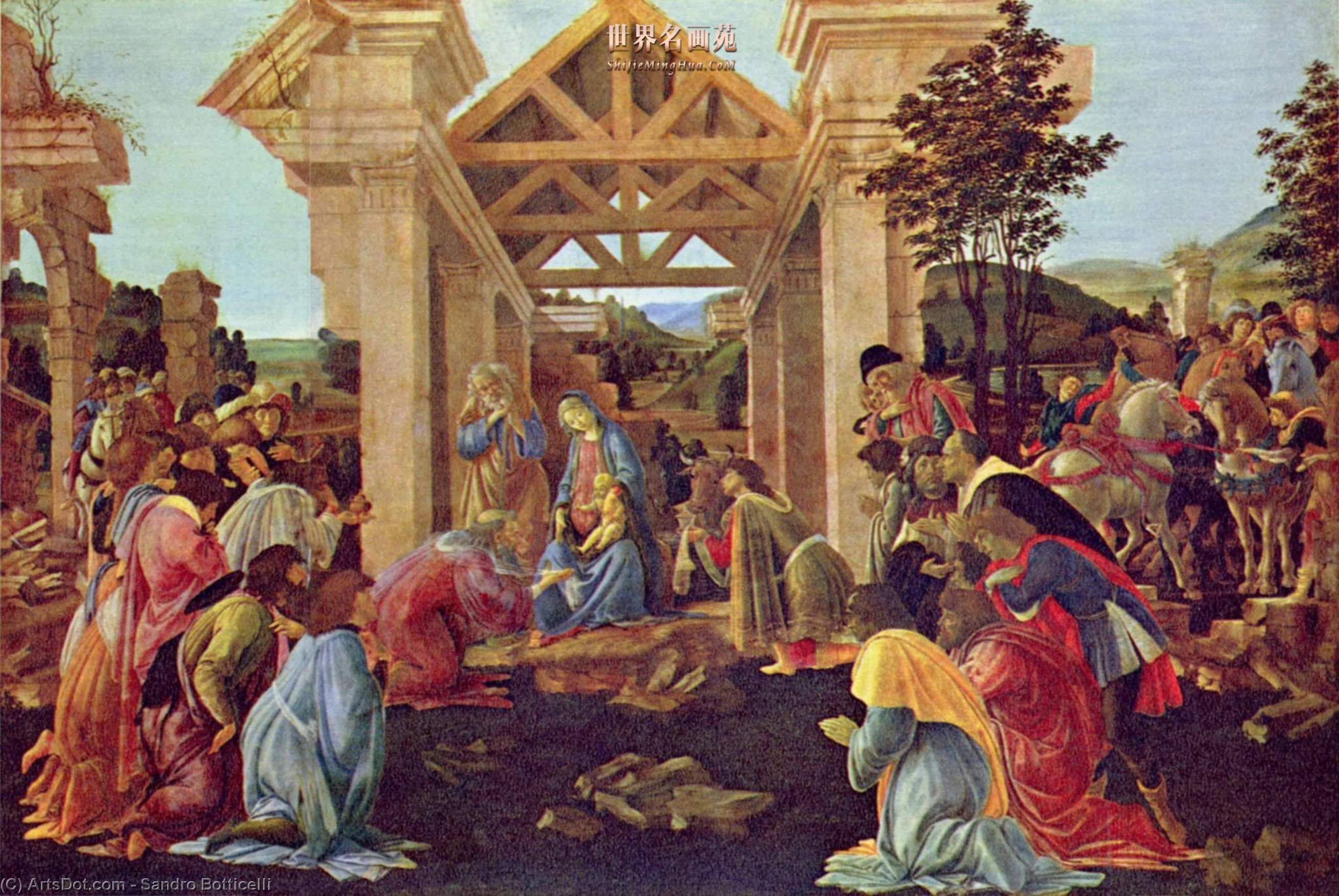 Wikioo.org - Die Enzyklopädie bildender Kunst - Malerei, Kunstwerk von Sandro Botticelli - Anbetung der Könige
