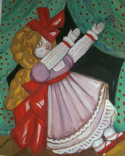 WikiOO.org - אנציקלופדיה לאמנויות יפות - ציור, יצירות אמנות Sergey Yurievich Sudeikin - Curtain design with Doll
