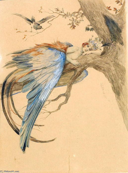 Wikioo.org - The Encyclopedia of Fine Arts - Painting, Artwork by Sergey Solomko - Blue Bird (Bird Sirin)