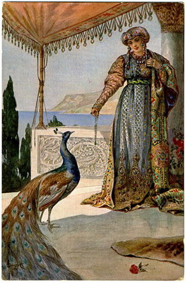 Wikioo.org - The Encyclopedia of Fine Arts - Painting, Artwork by Sergey Solomko - Lady with Peacock