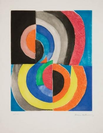 WikiOO.org - Encyclopedia of Fine Arts - Maľba, Artwork Sonia Delaunay (Sarah Ilinitchna Stern) - Abstract Composition with Semicircles