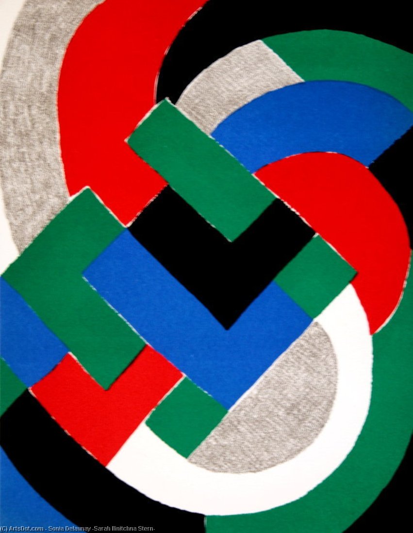 WikiOO.org - Encyclopedia of Fine Arts - Maalaus, taideteos Sonia Delaunay (Sarah Ilinitchna Stern) - Composition with green and blue