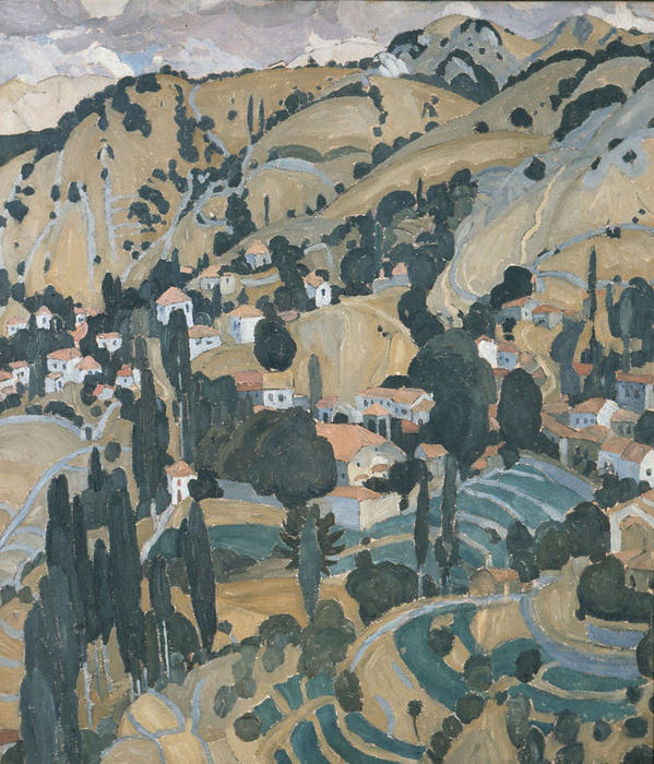 WikiOO.org - Encyclopedia of Fine Arts - Festés, Grafika Spyros Papaloukas - Burnt Village in Mytilini