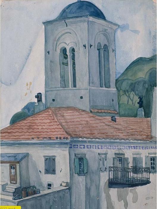 WikiOO.org - Encyclopedia of Fine Arts - Målning, konstverk Spyros Papaloukas - The bell-tower