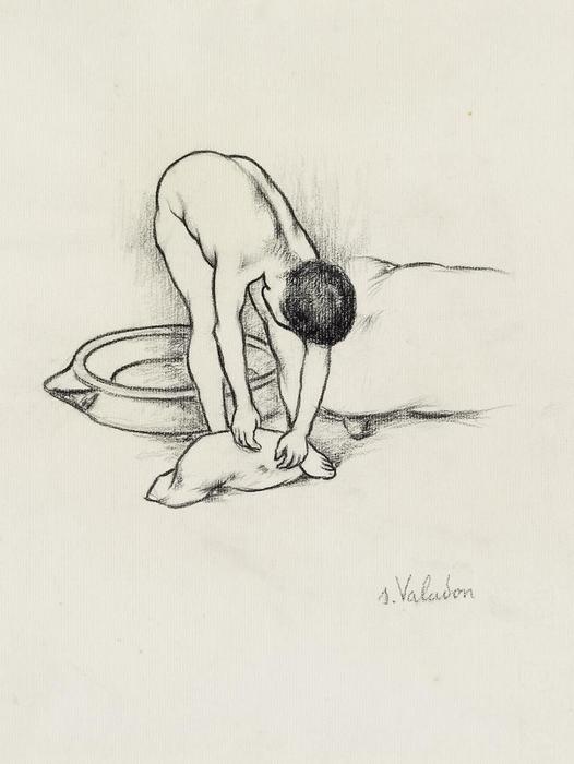 Wikioo.org - The Encyclopedia of Fine Arts - Painting, Artwork by Suzanne Valadon - Female Nude, washing herself