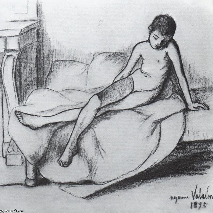 Wikioo.org – La Enciclopedia de las Bellas Artes - Pintura, Obras de arte de Suzanne Valadon - Utrillo desnuda sentada en un sofá